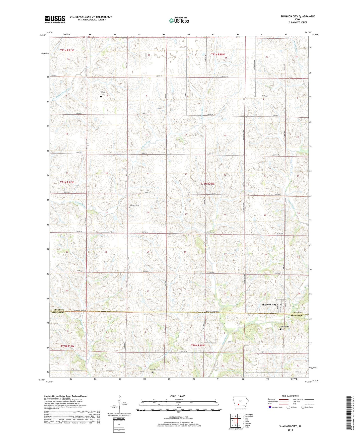 Shannon City Iowa US Topo Map Image