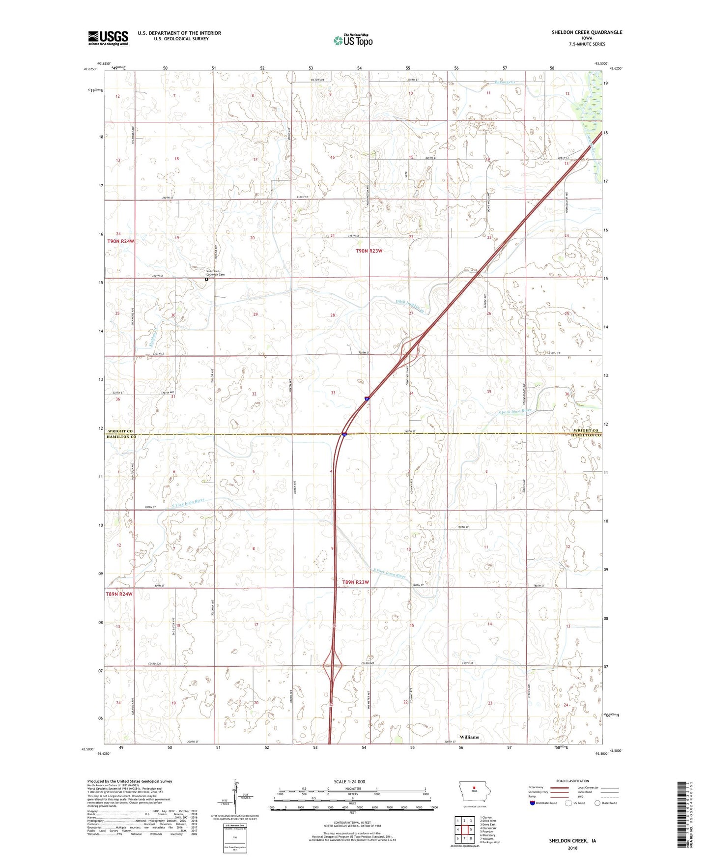 Sheldon Creek Iowa US Topo Map Image