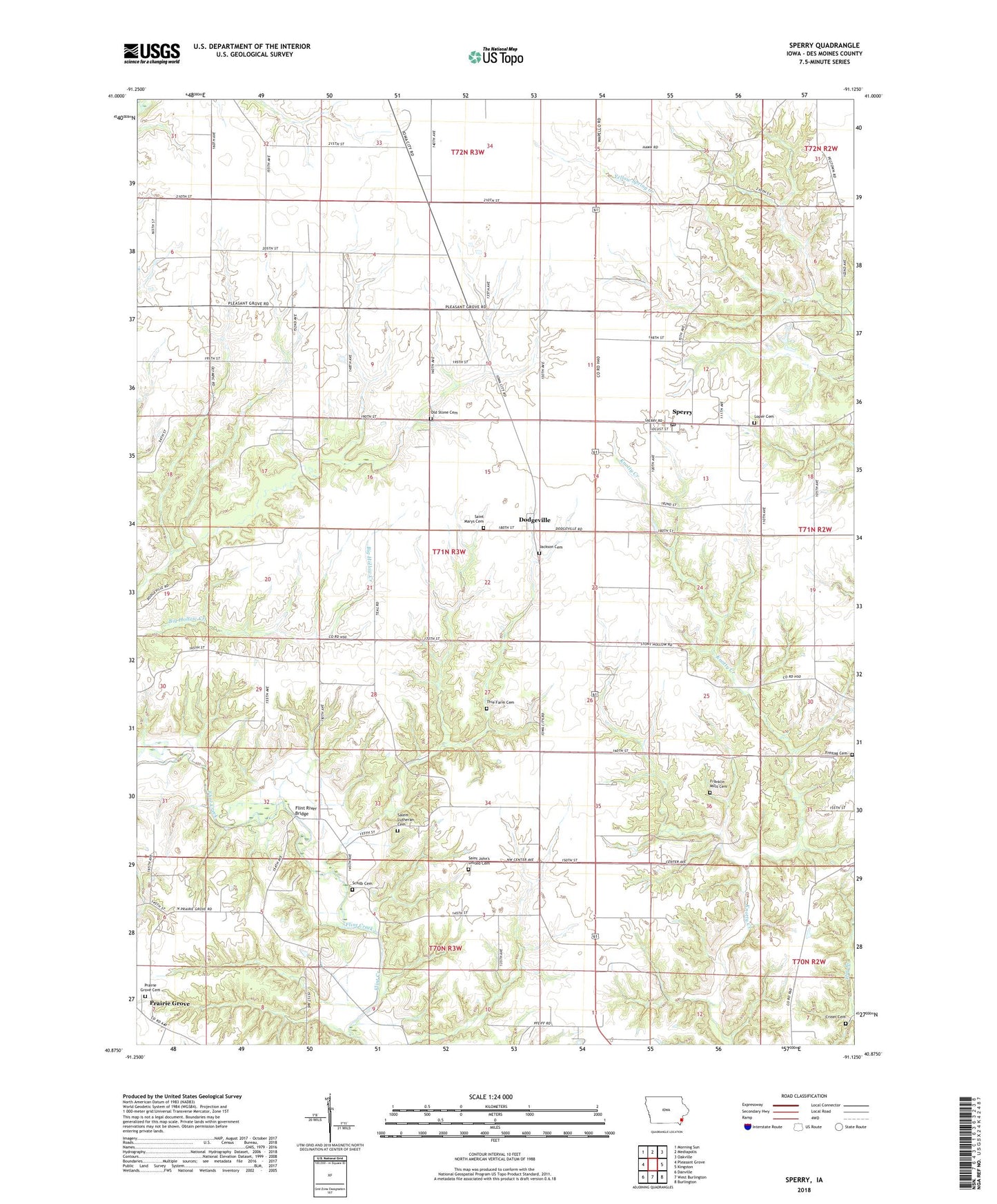 Sperry Iowa US Topo Map Image