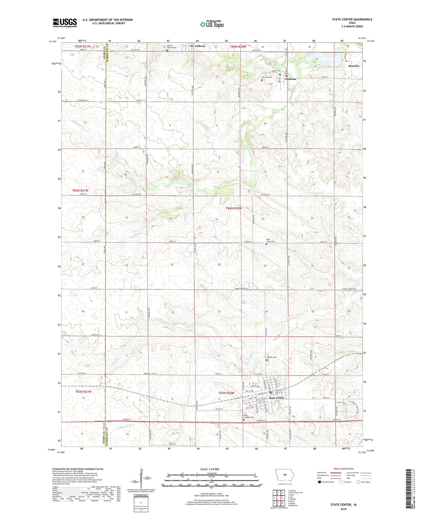 State Center Iowa US Topo Map Image