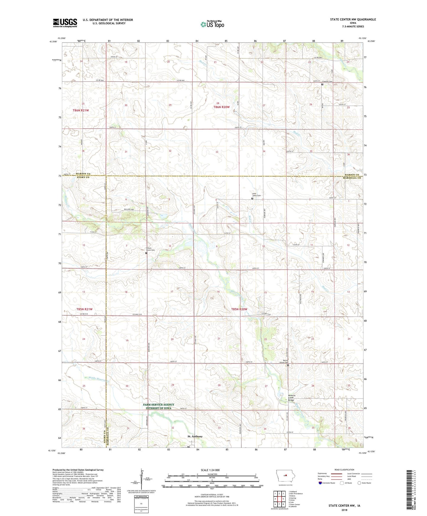 State Center NW Iowa US Topo Map Image