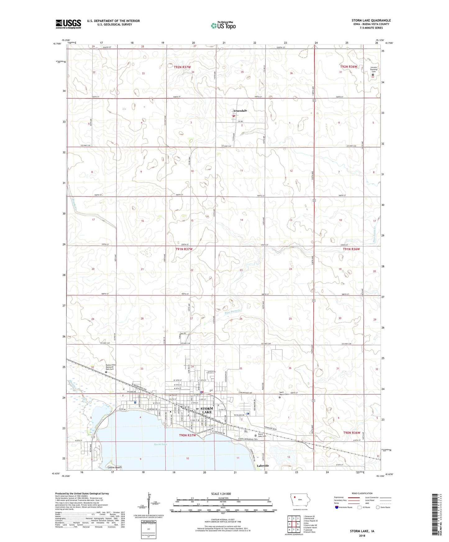 Storm Lake Iowa US Topo Map Image