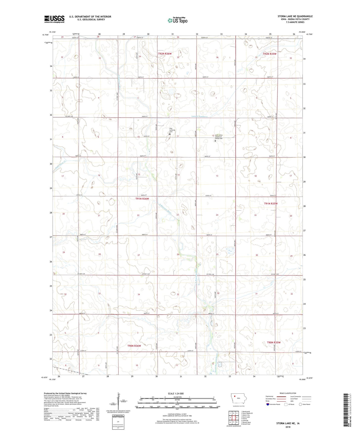 Storm Lake NE Iowa US Topo Map Image
