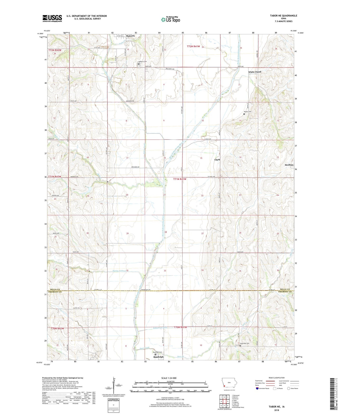 Tabor NE Iowa US Topo Map Image