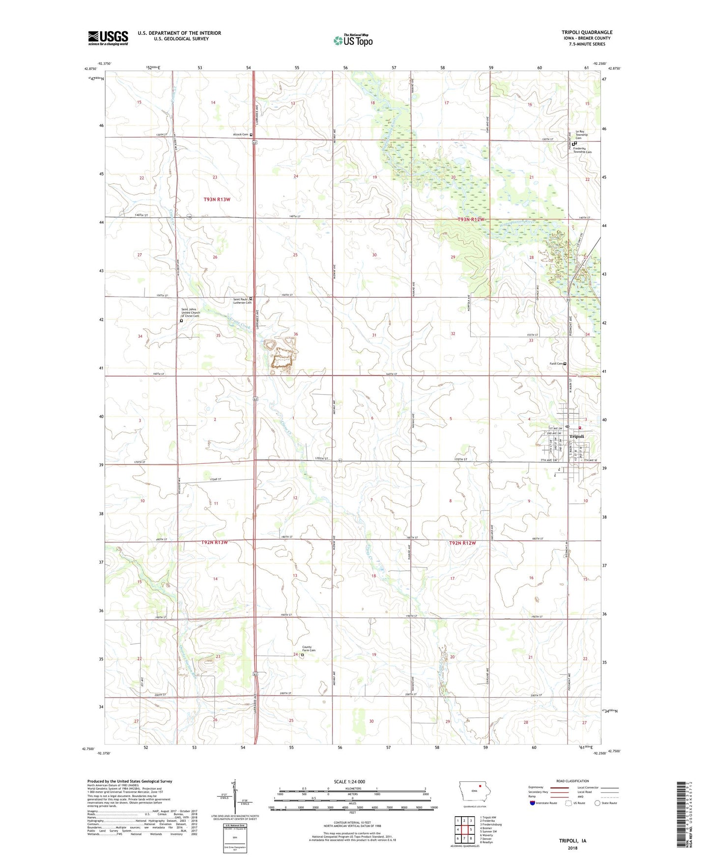 Tripoli Iowa US Topo Map Image