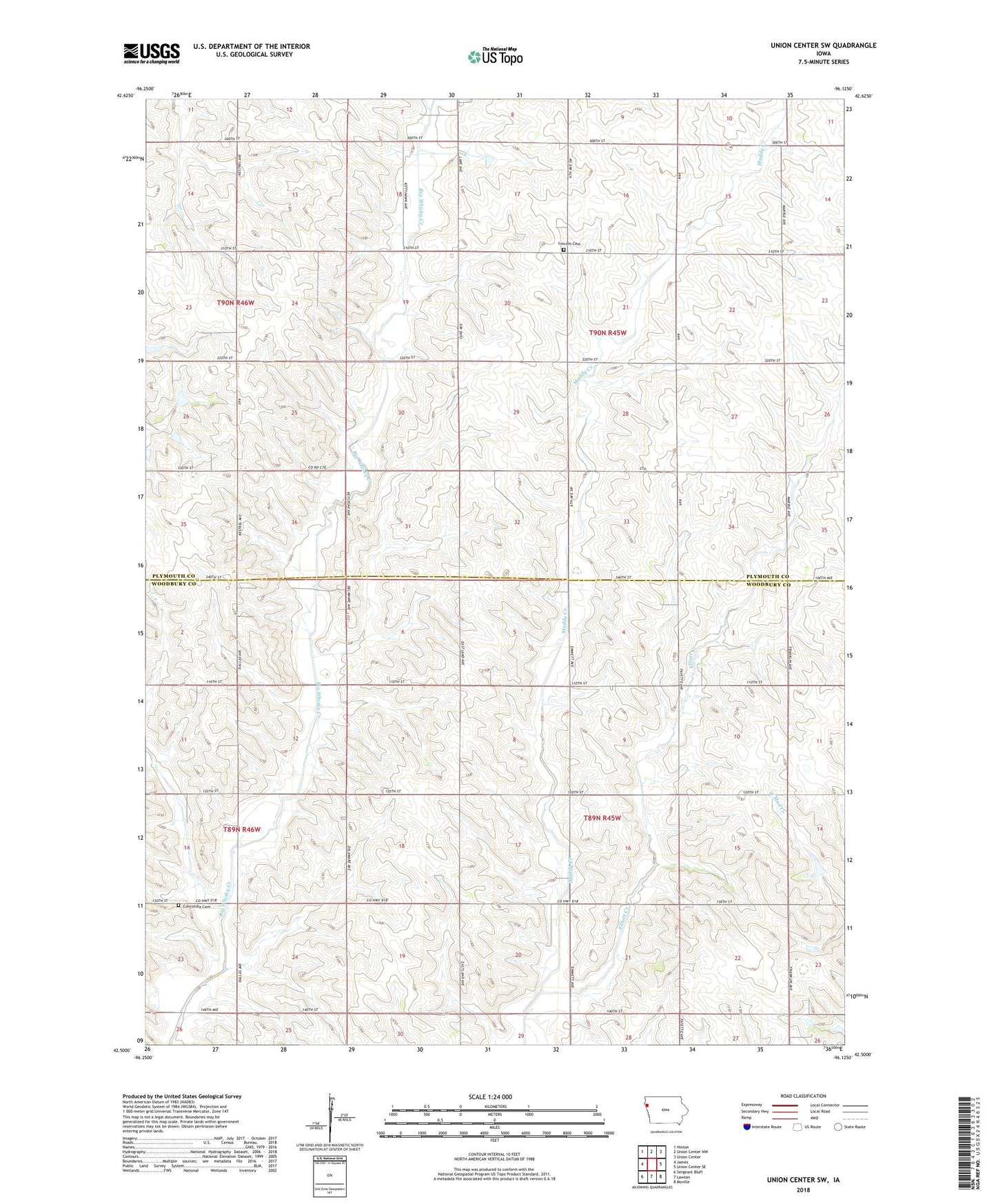Union Center SW Iowa US Topo Map Image