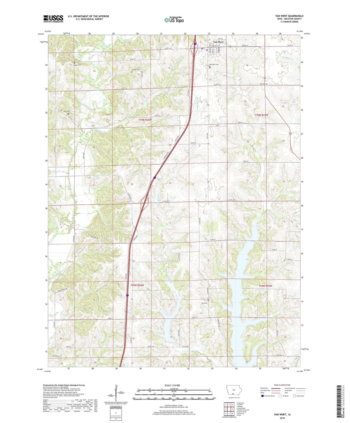 Van Wert Iowa US Topo Map Image