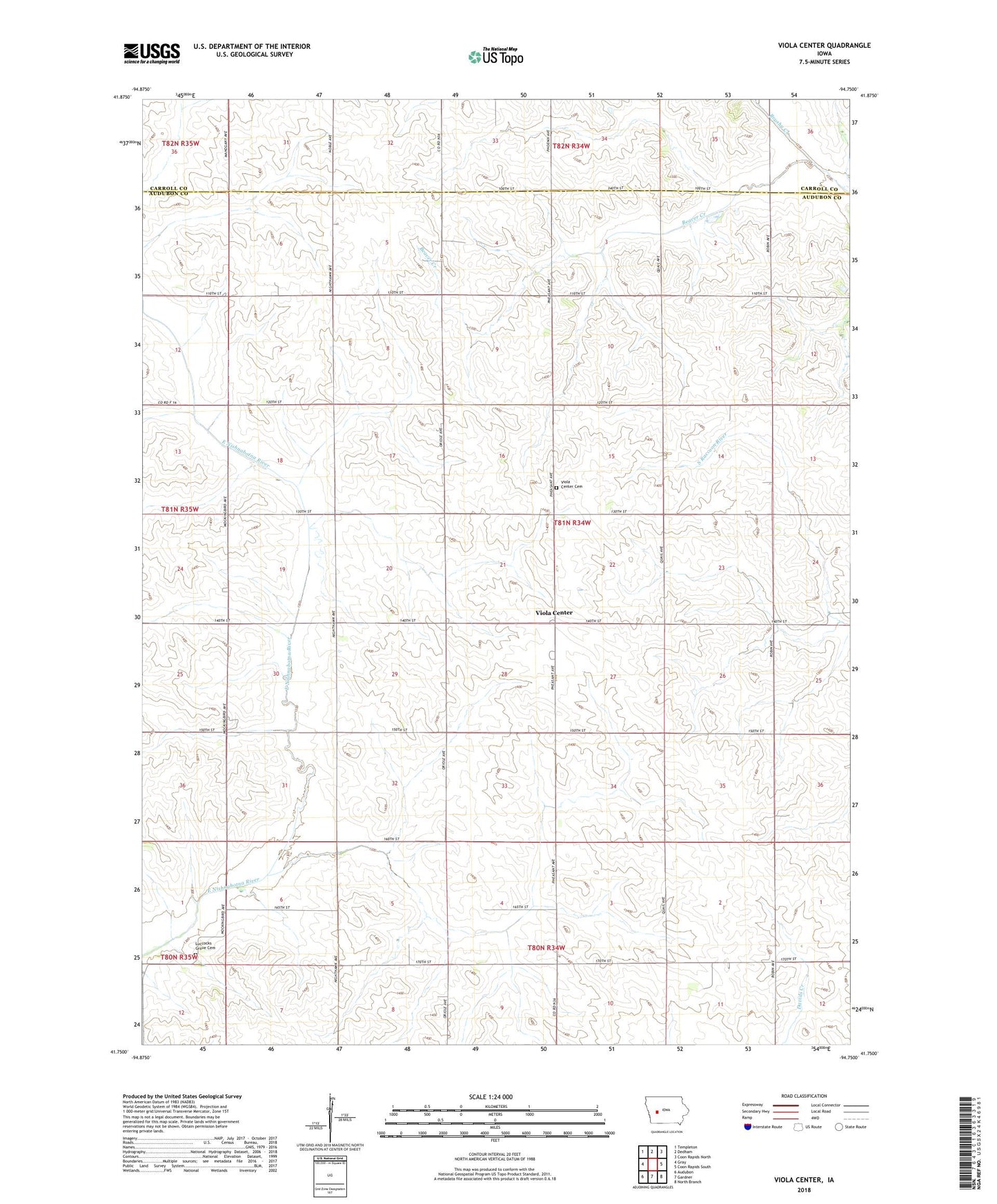 Viola Center Iowa US Topo Map Image