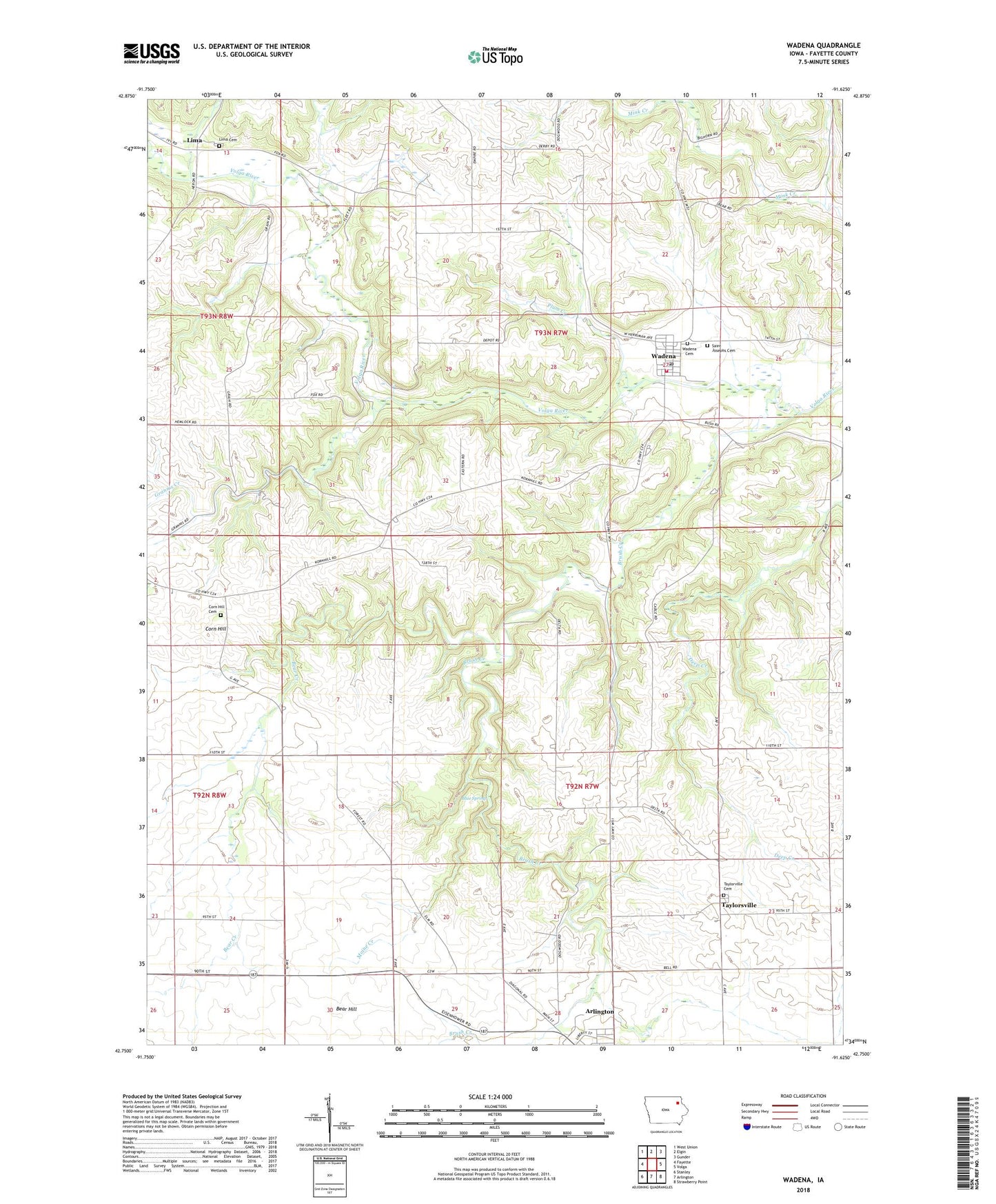 Wadena Iowa US Topo Map Image