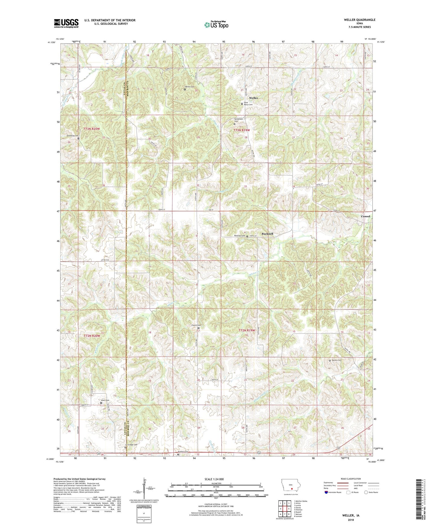 Weller Iowa US Topo Map Image