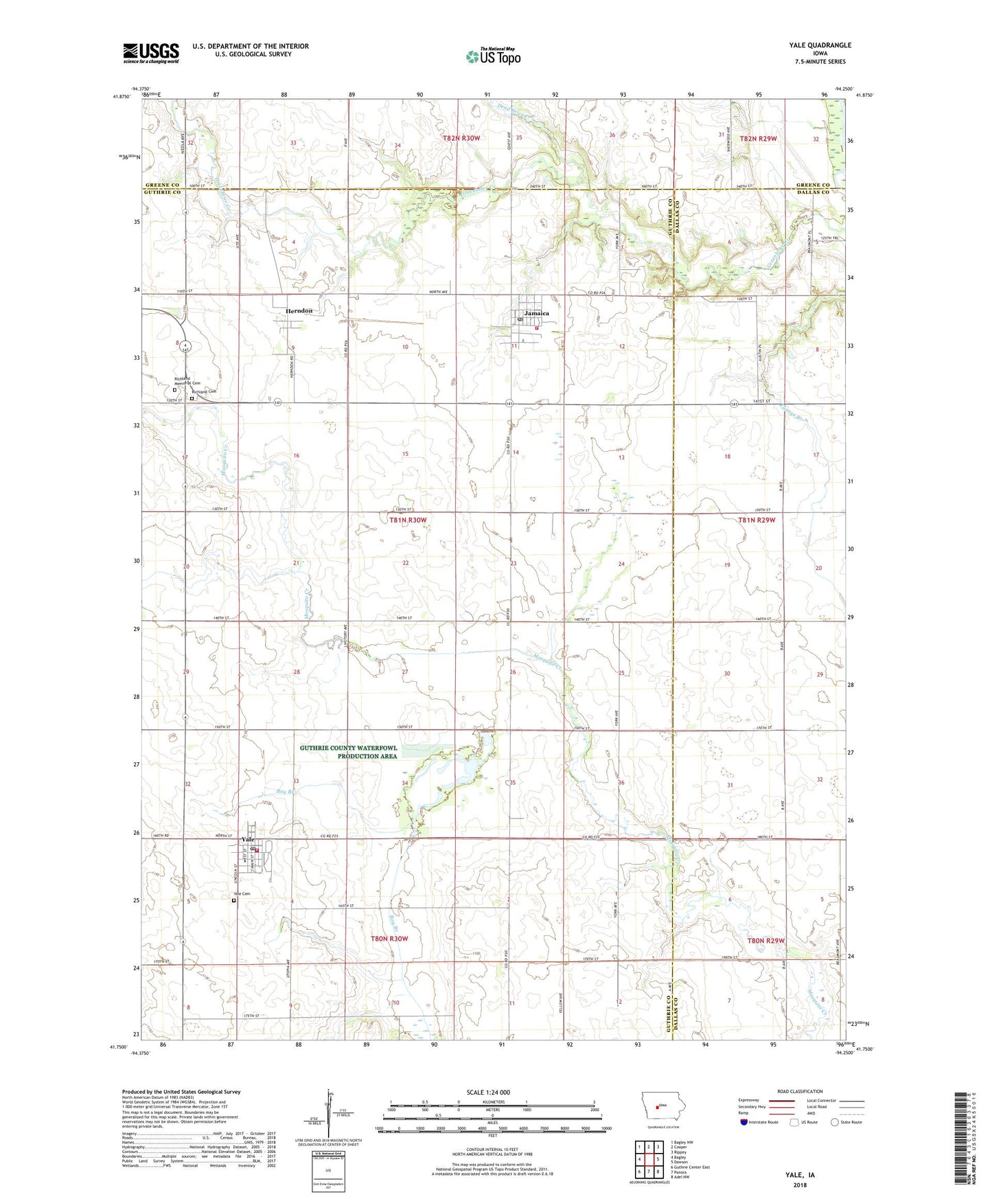 Yale Iowa US Topo Map Image