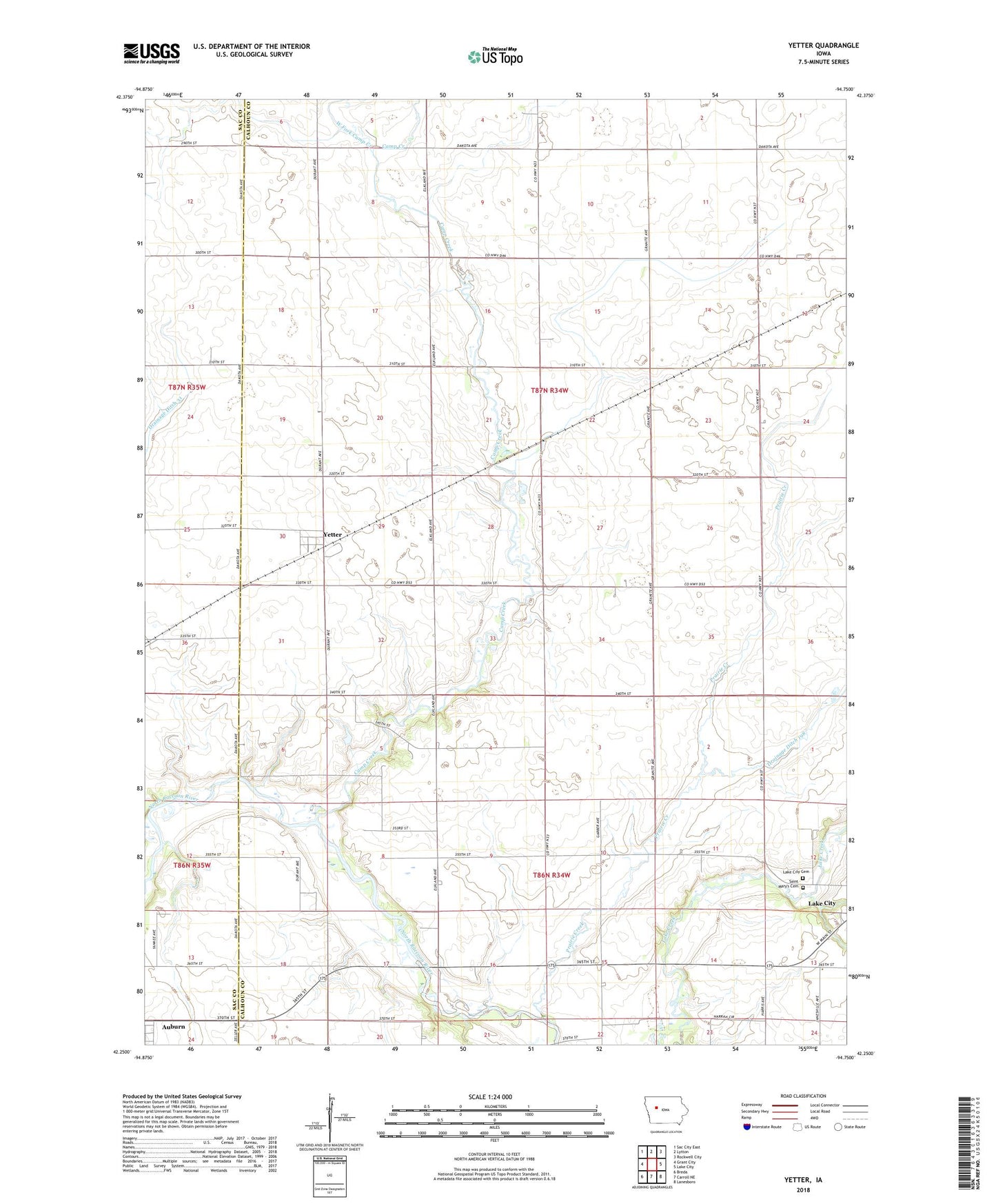 Yetter Iowa US Topo Map Image