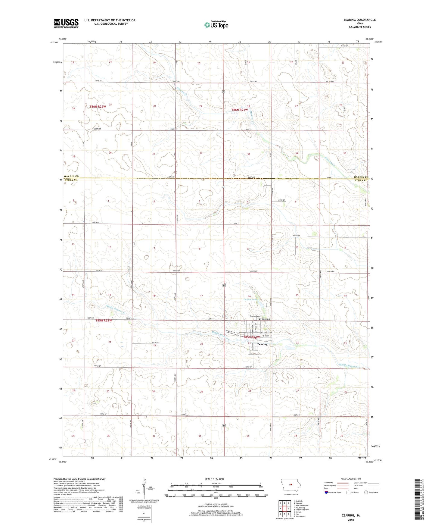 Zearing Iowa US Topo Map Image