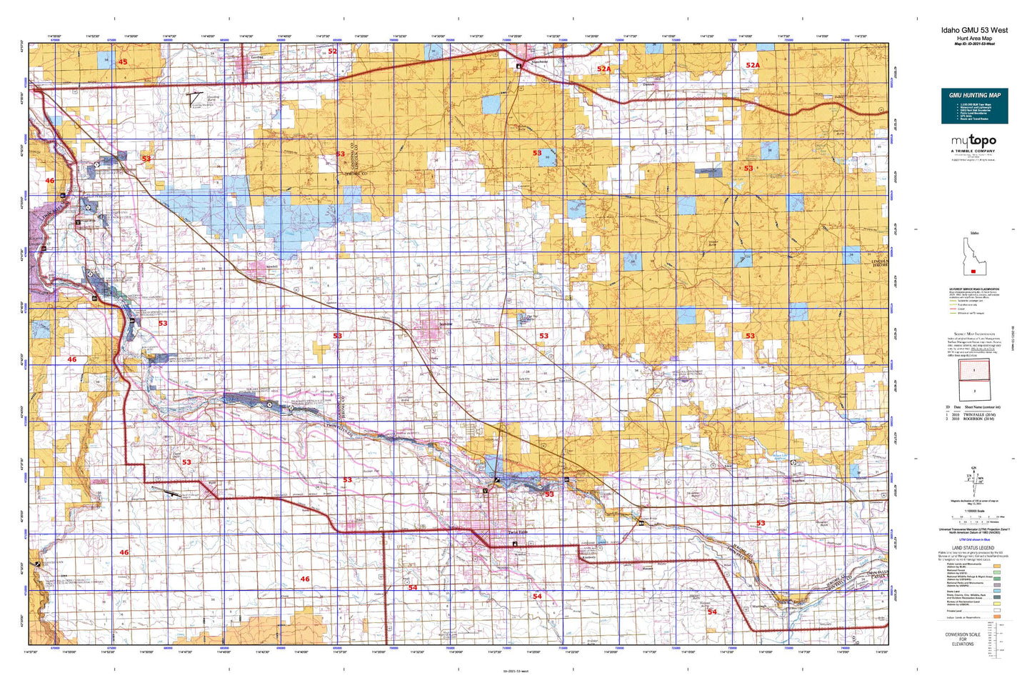 Idaho GMU 53 West Map Image
