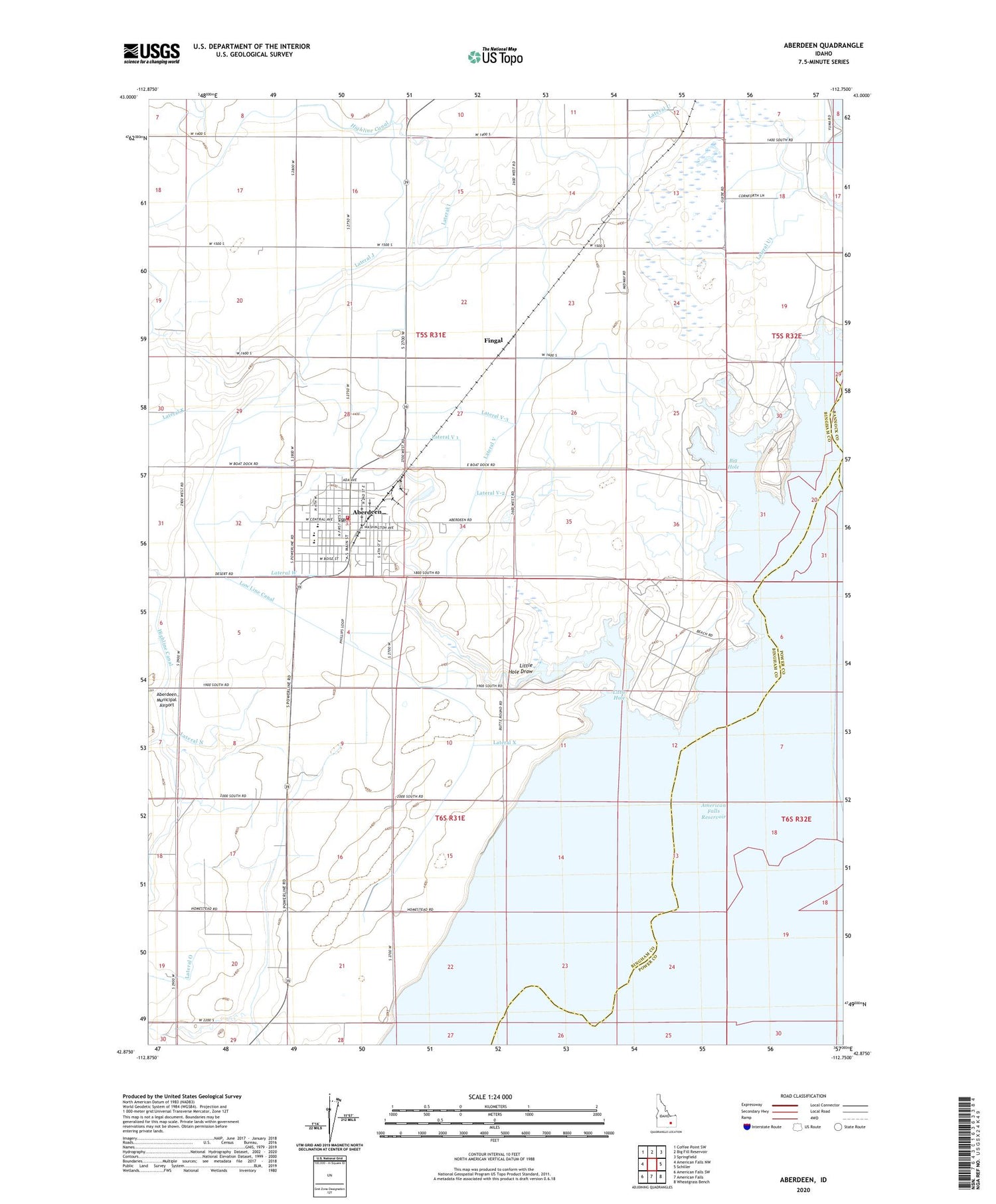 Aberdeen Idaho US Topo Map Image