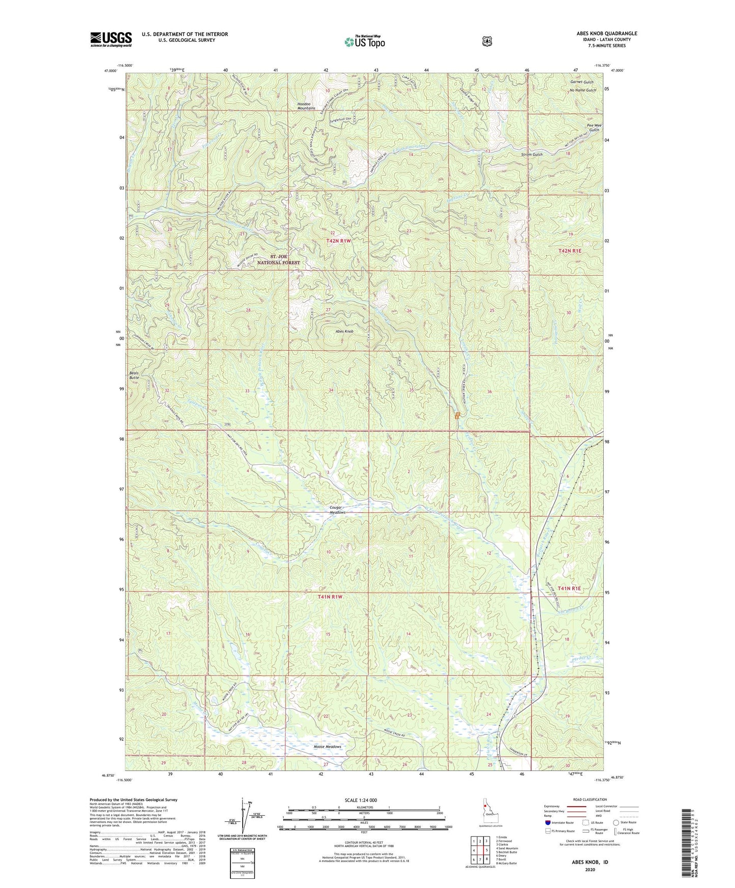 Abes Knob Idaho US Topo Map Image