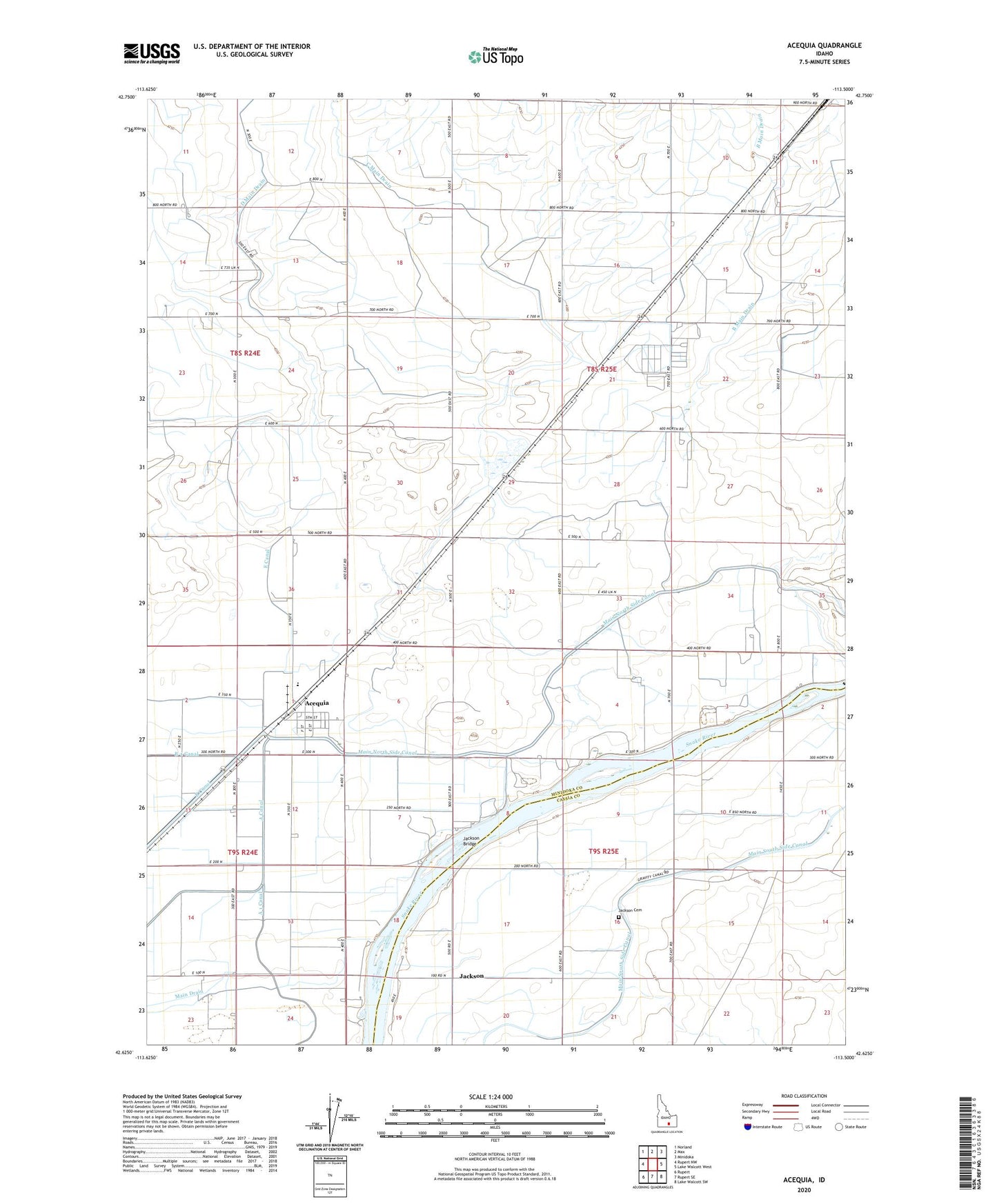 Acequia Idaho US Topo Map Image