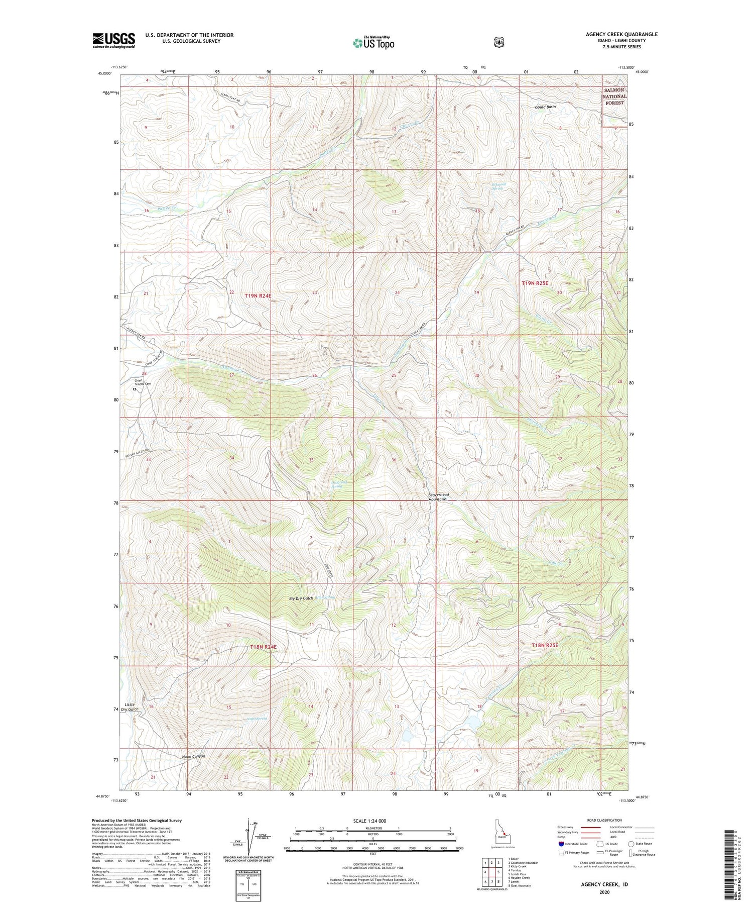 Agency Creek Idaho US Topo Map Image