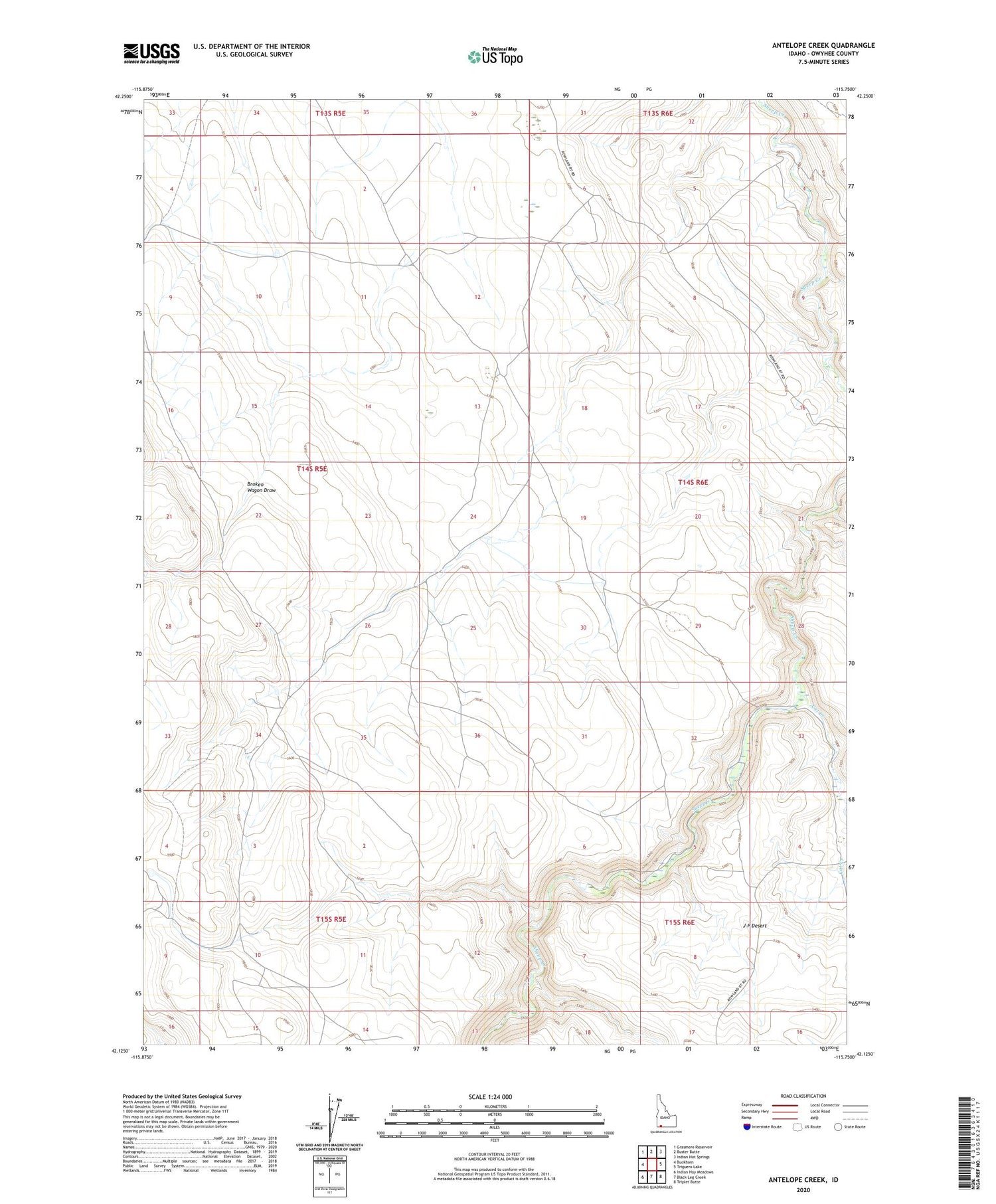 Antelope Creek Idaho US Topo Map Image