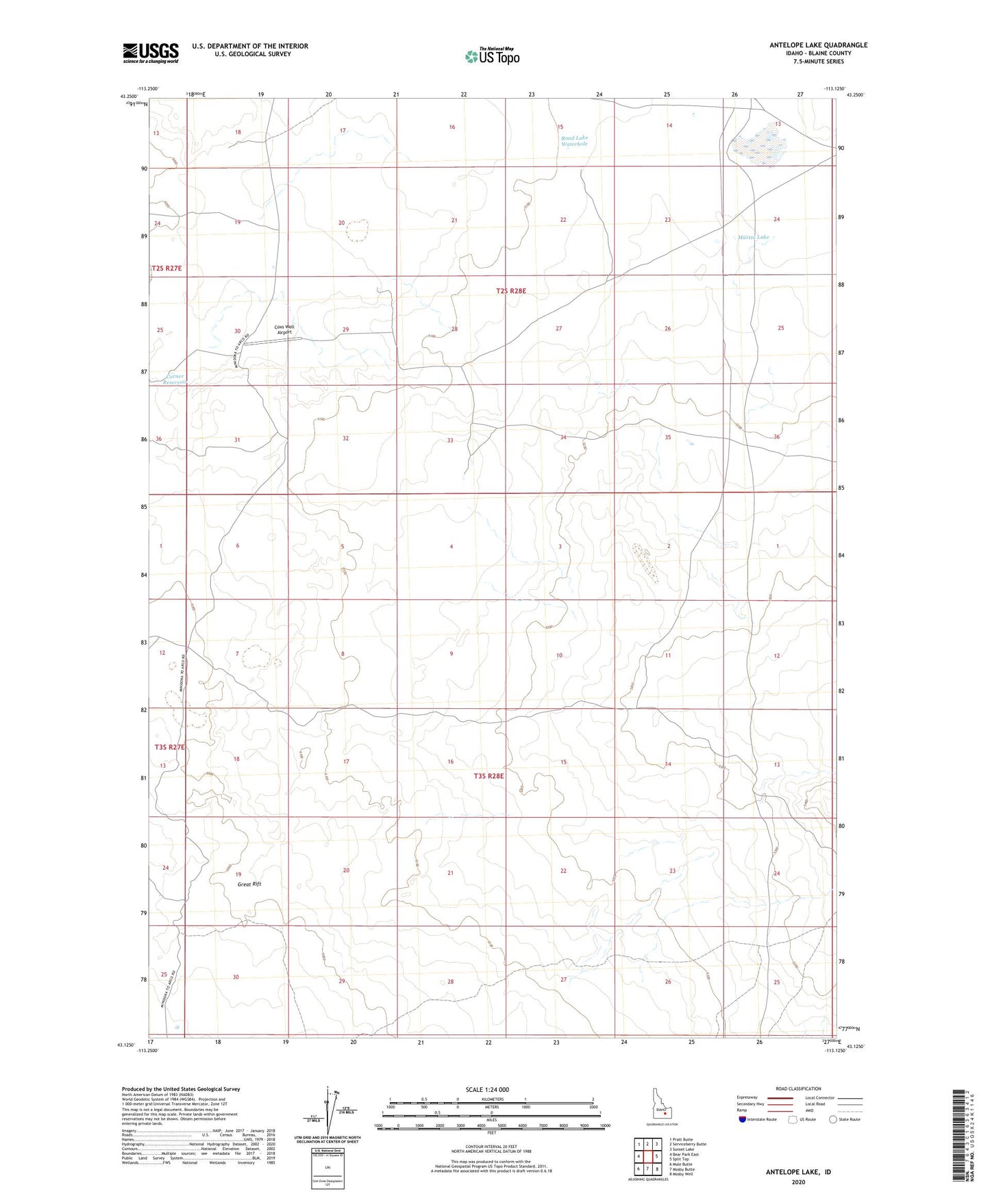Antelope Lake Idaho US Topo Map Image
