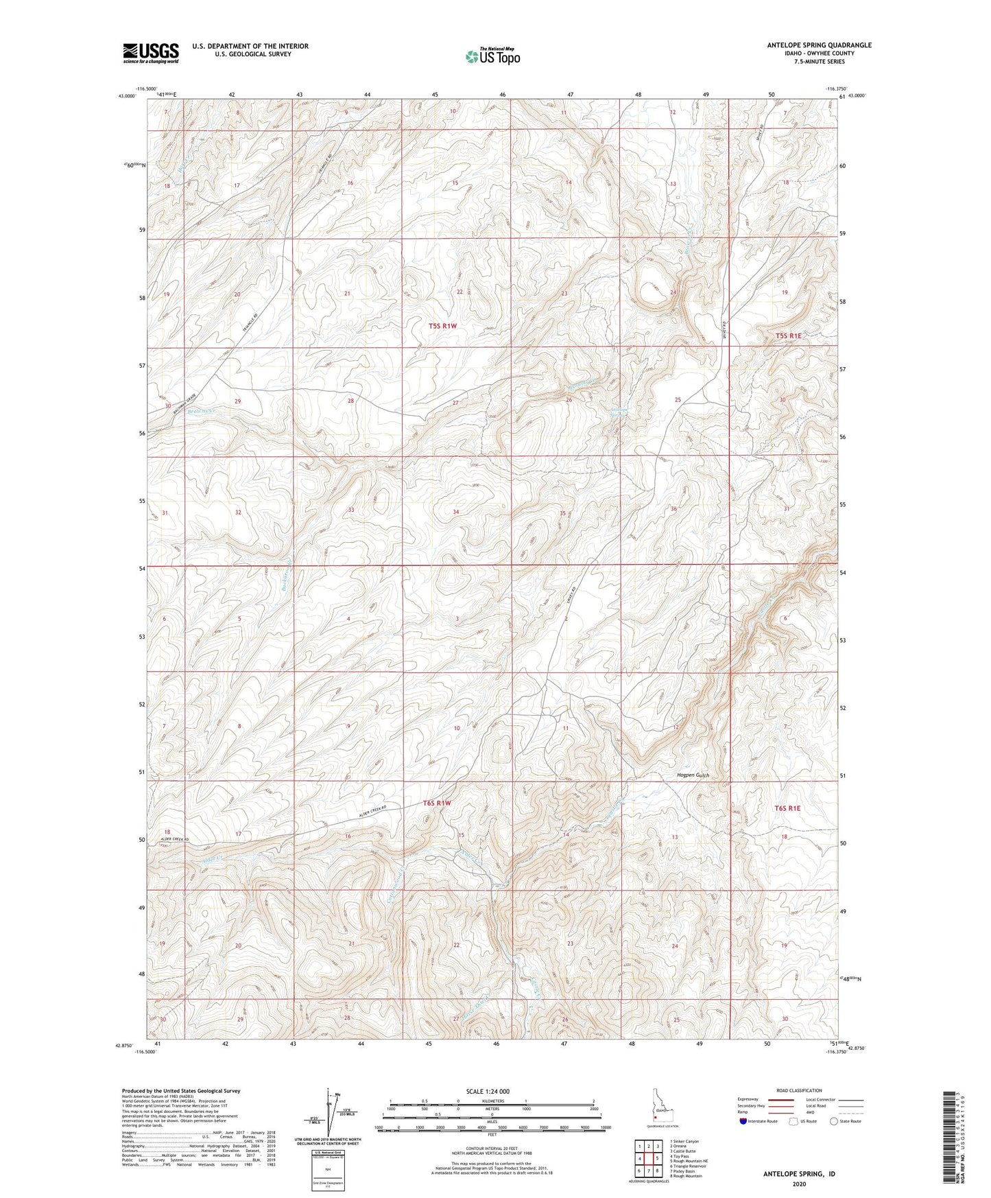 Antelope Spring Idaho US Topo Map Image