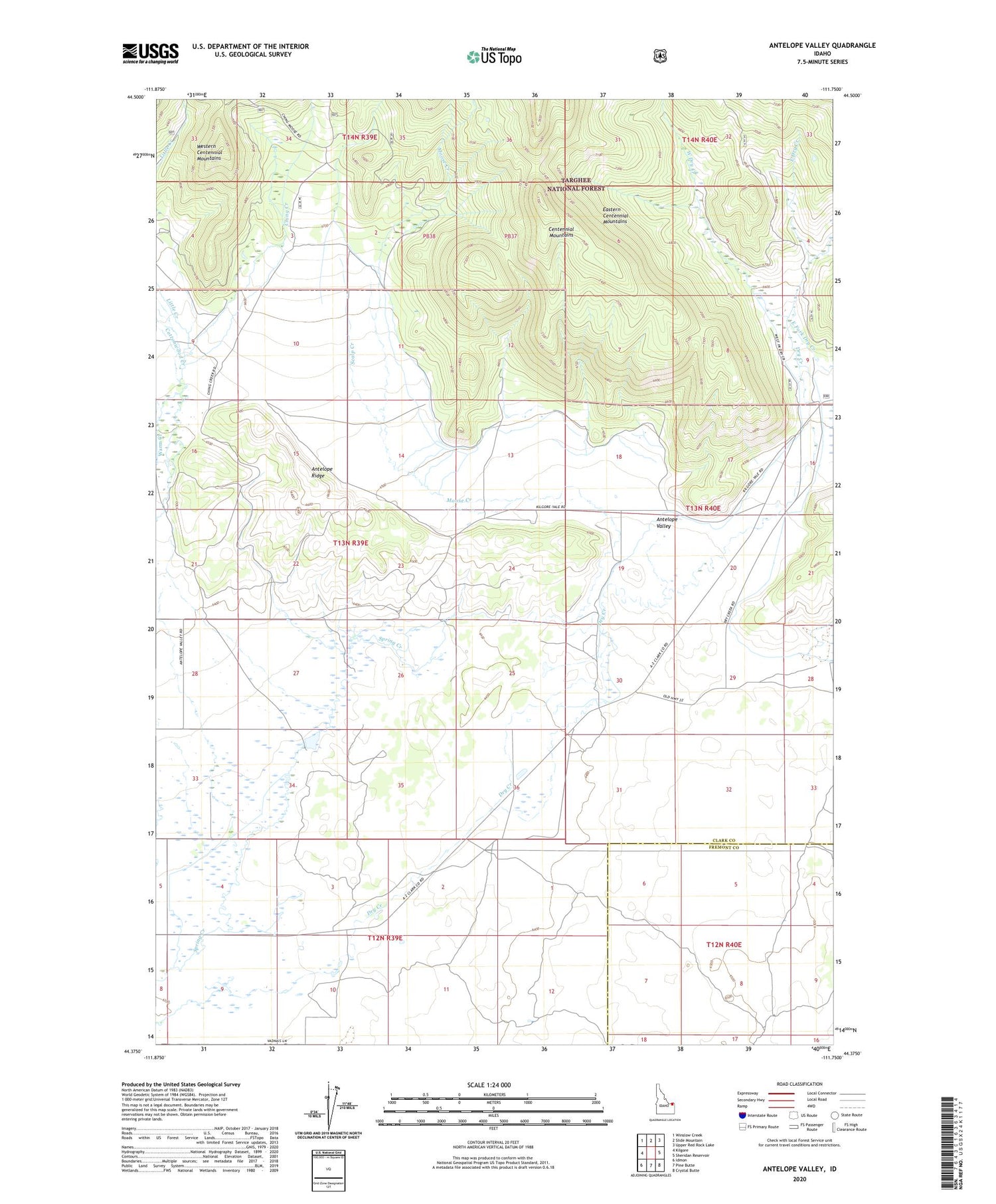 Antelope Valley Idaho US Topo Map Image