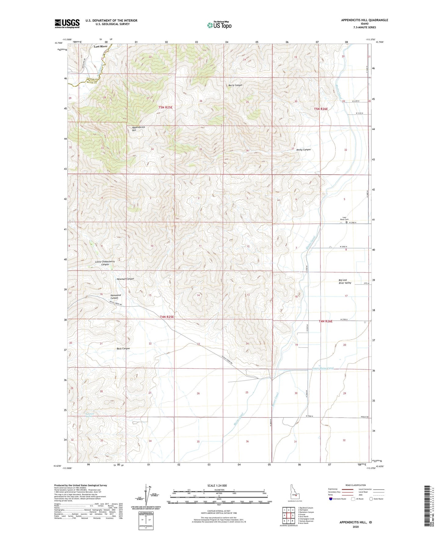Appendicitis Hill Idaho US Topo Map Image