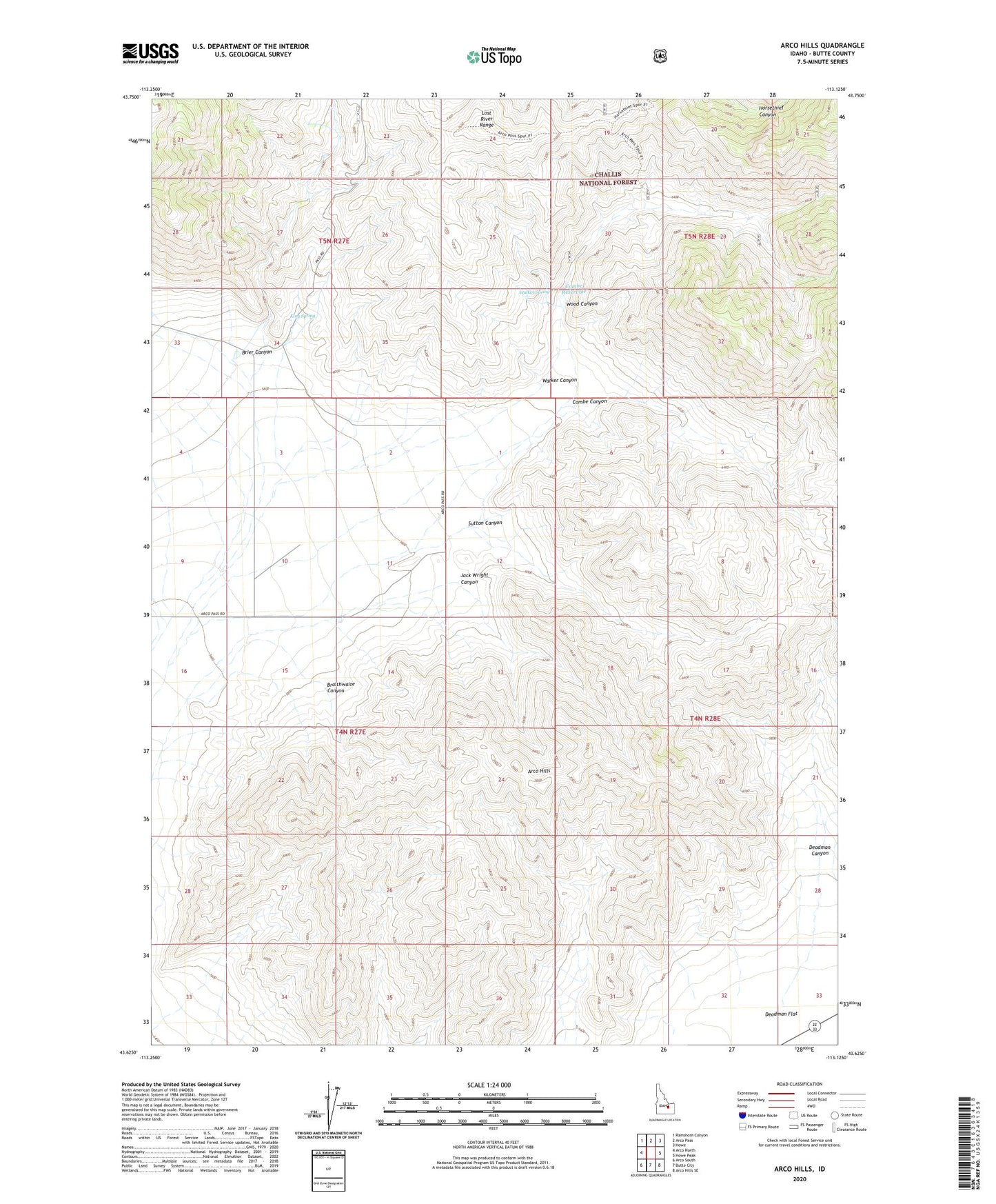 Arco Hills Idaho US Topo Map Image