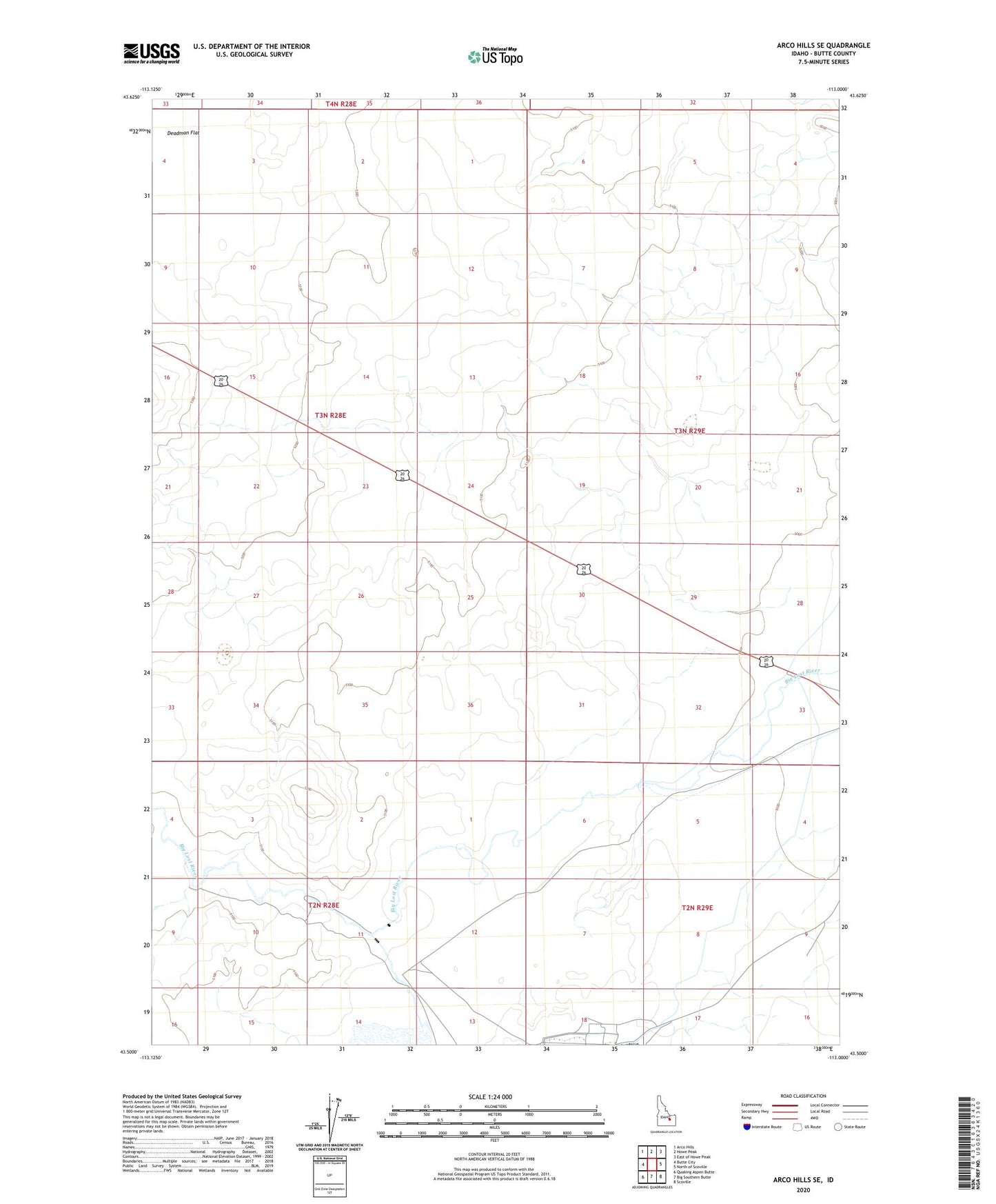 Arco Hills SE Idaho US Topo Map Image