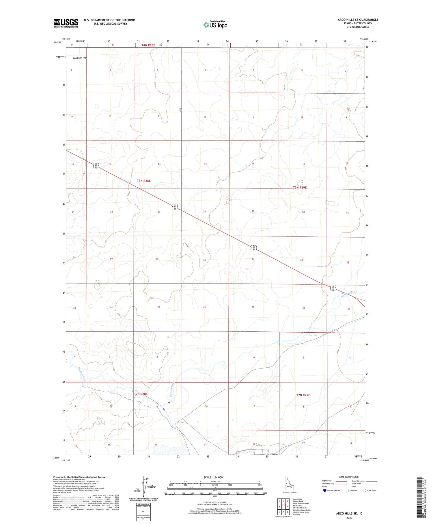 Arco Hills SE Idaho US Topo Map Image