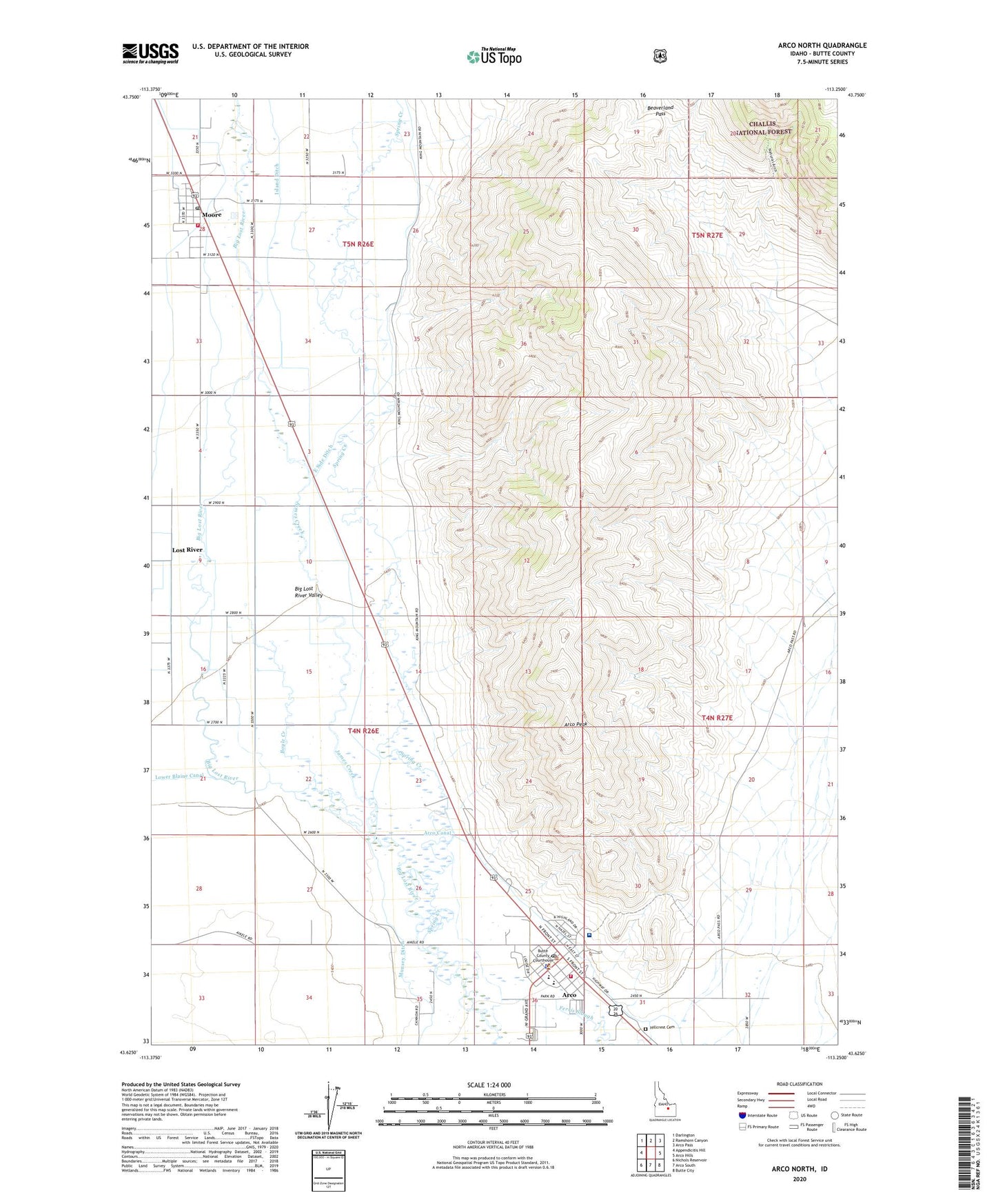 Arco North Idaho US Topo Map Image