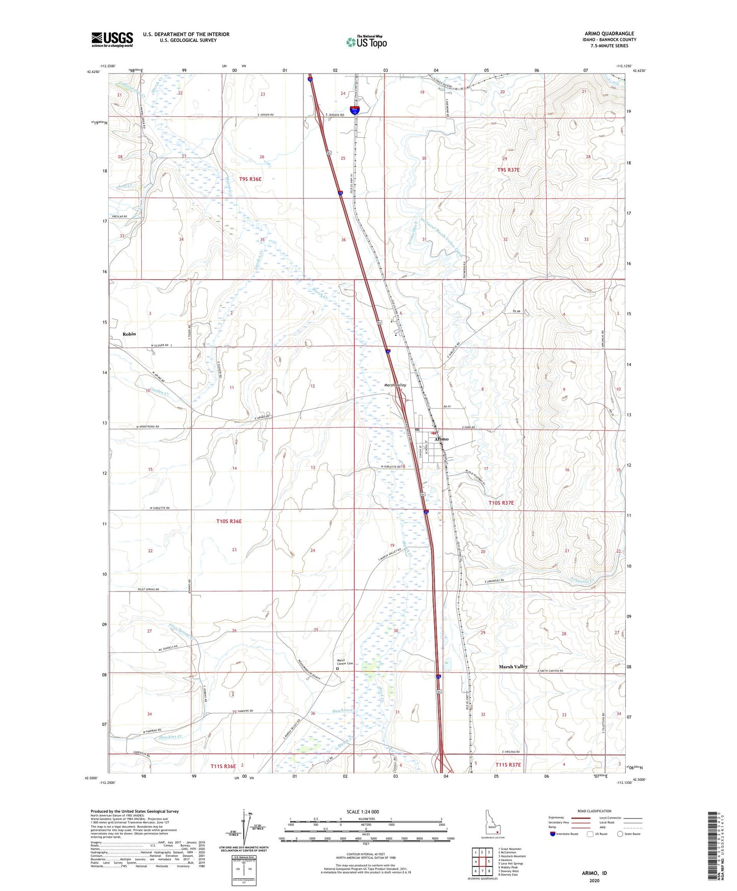 Arimo Idaho US Topo Map Image