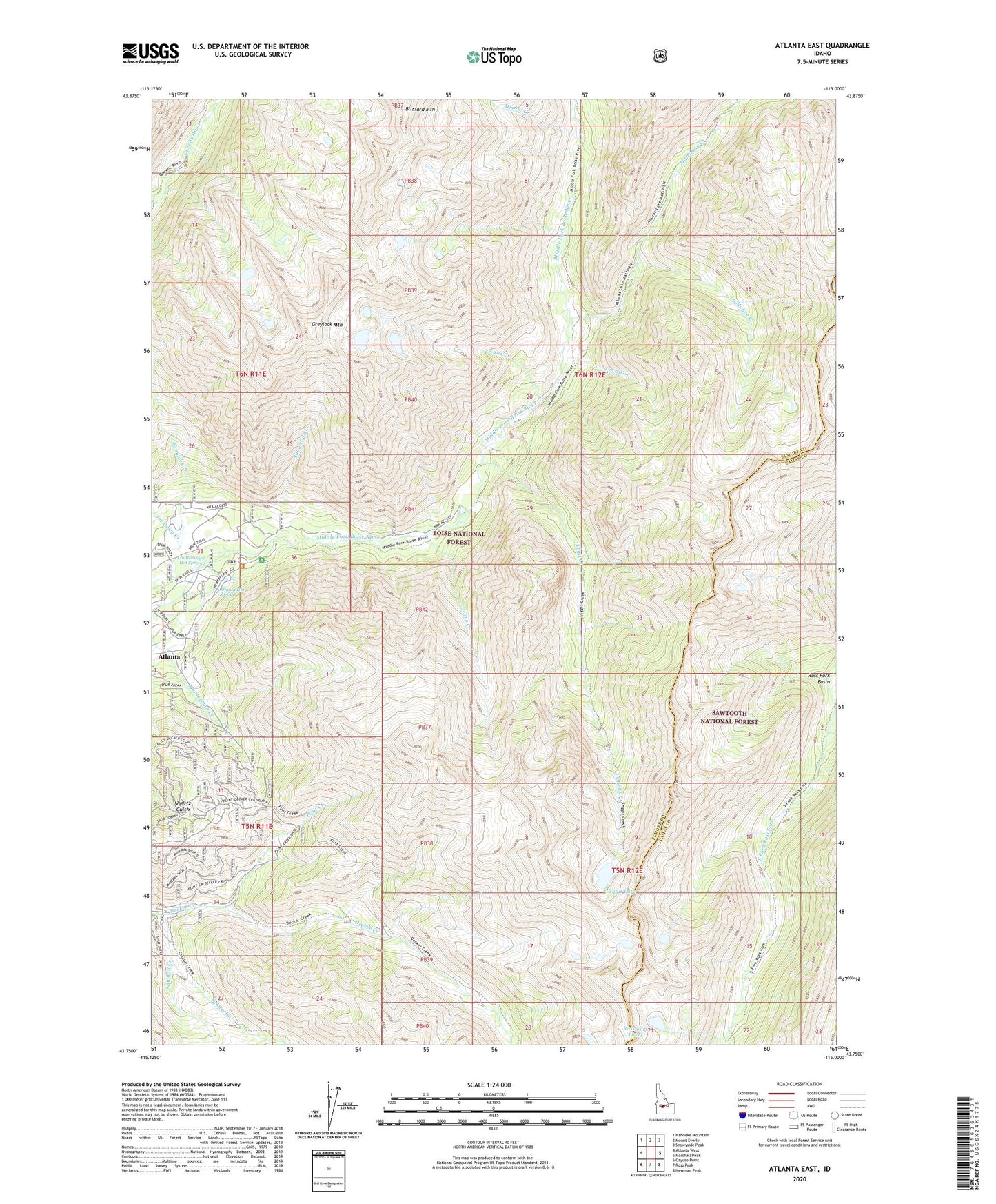 Atlanta East Idaho US Topo Map Image