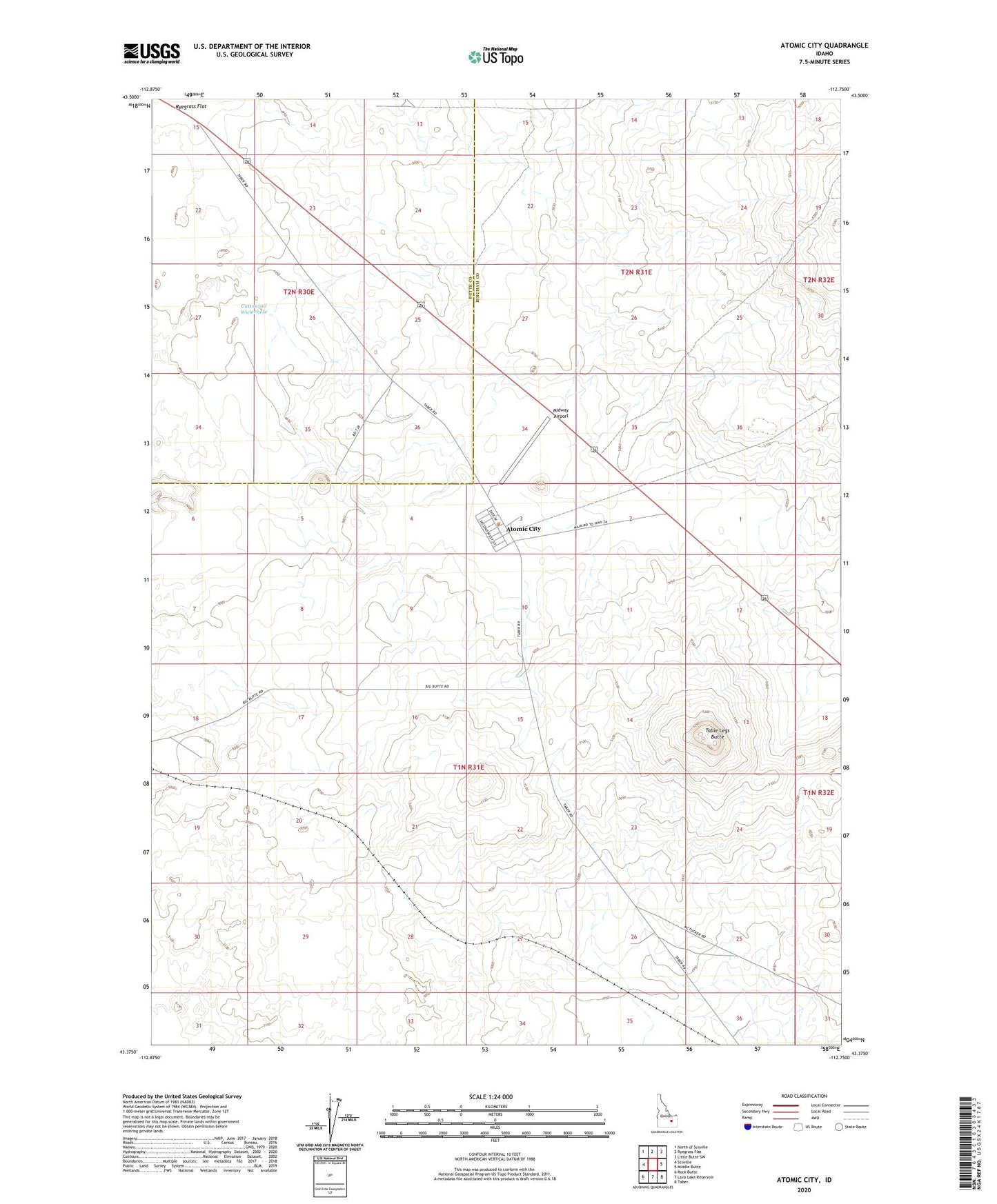 Atomic City Idaho US Topo Map Image
