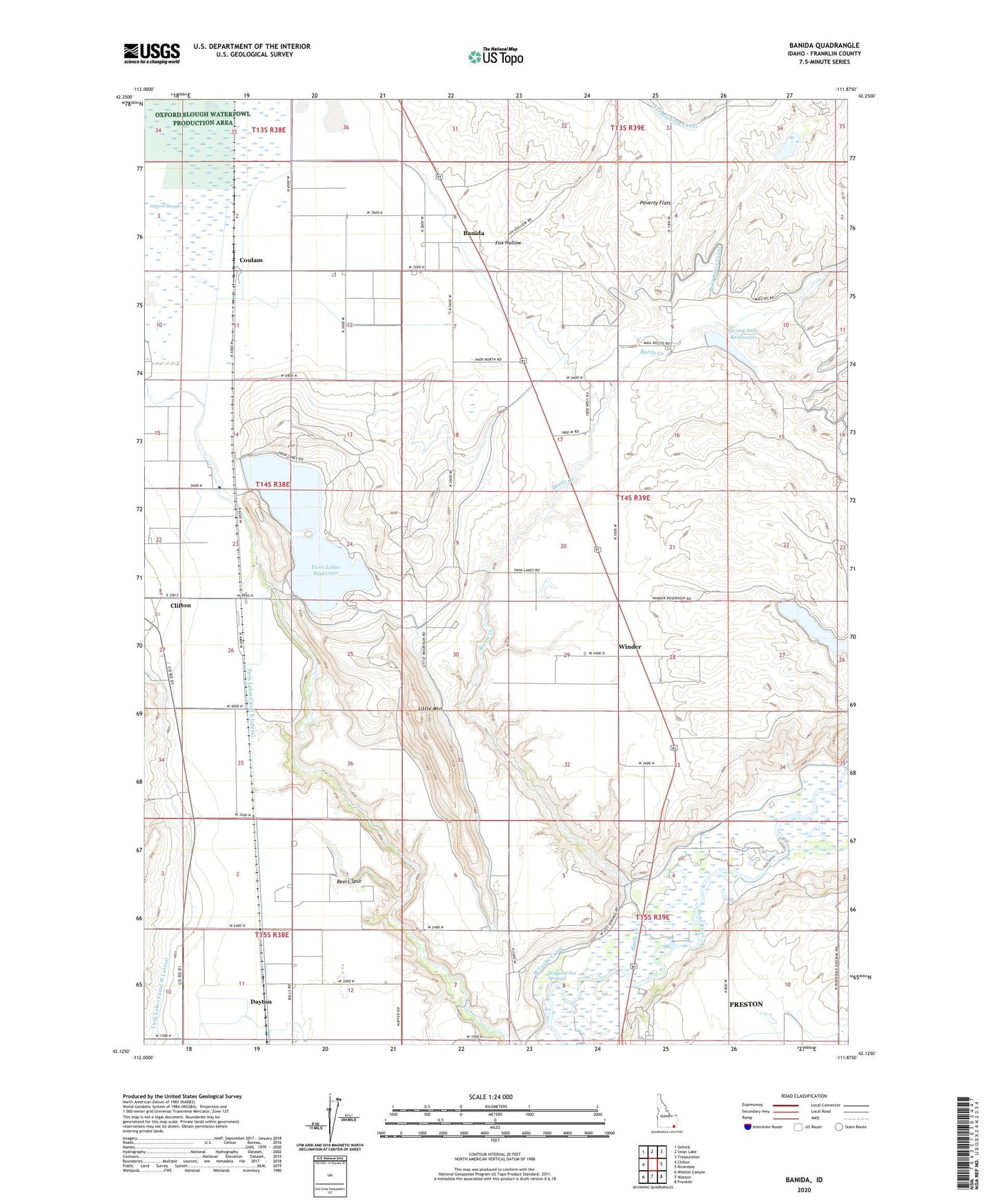 Banida Idaho US Topo Map Image