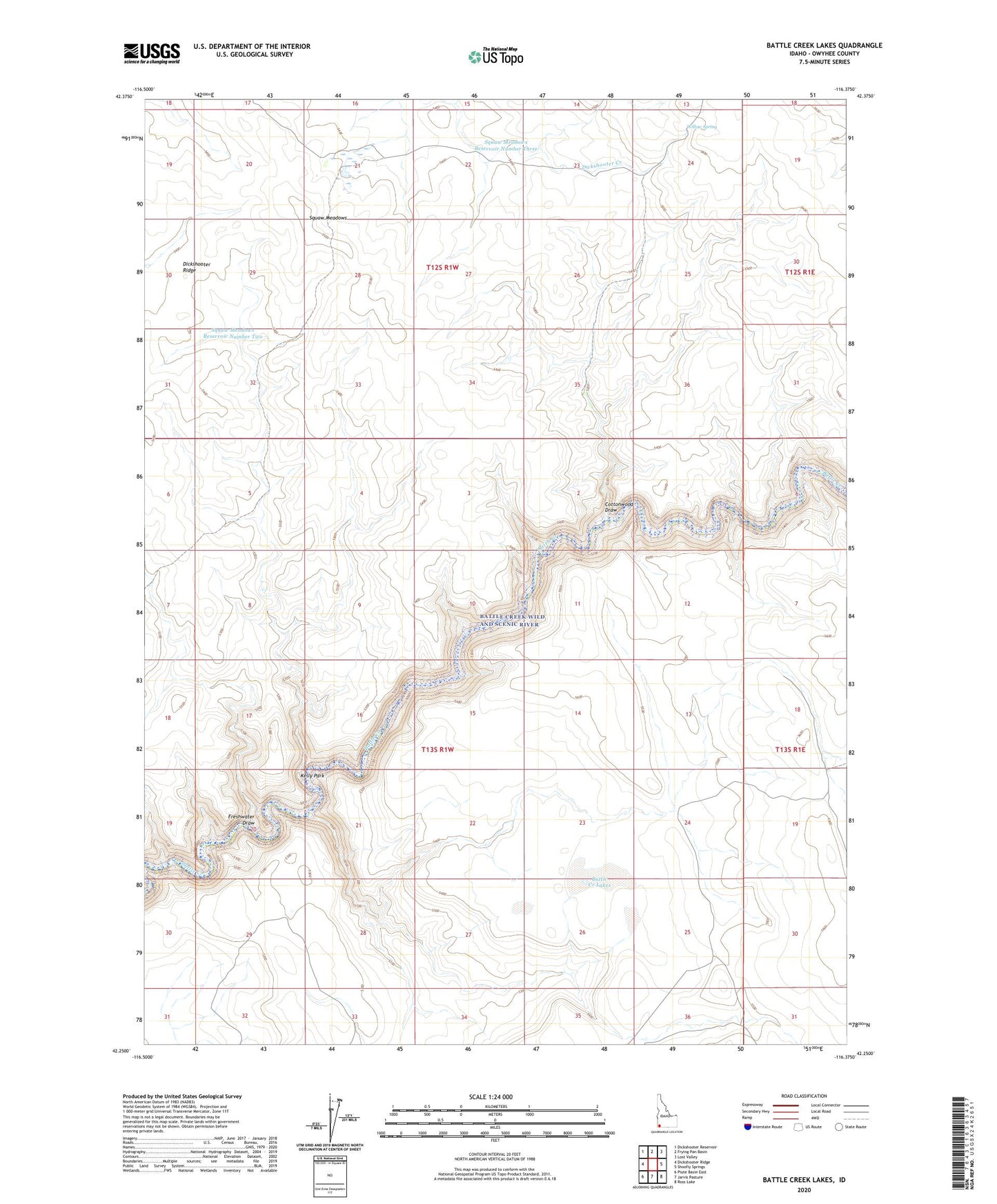 Battle Creek Lakes Idaho US Topo Map Image