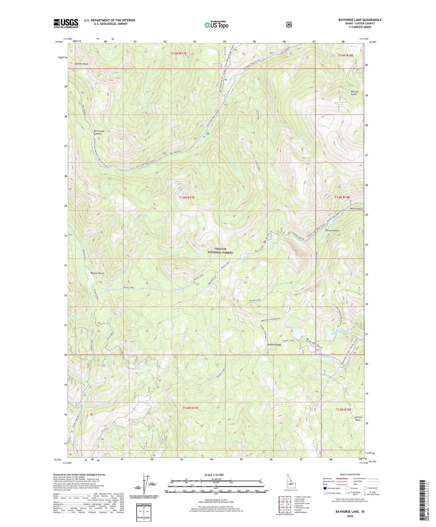Bayhorse Lake Idaho US Topo Map Image