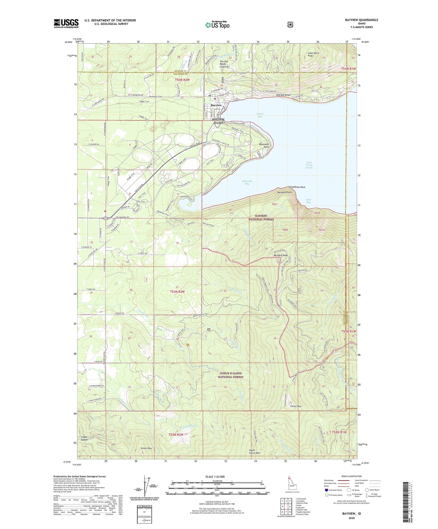 Bayview Idaho US Topo Map Image