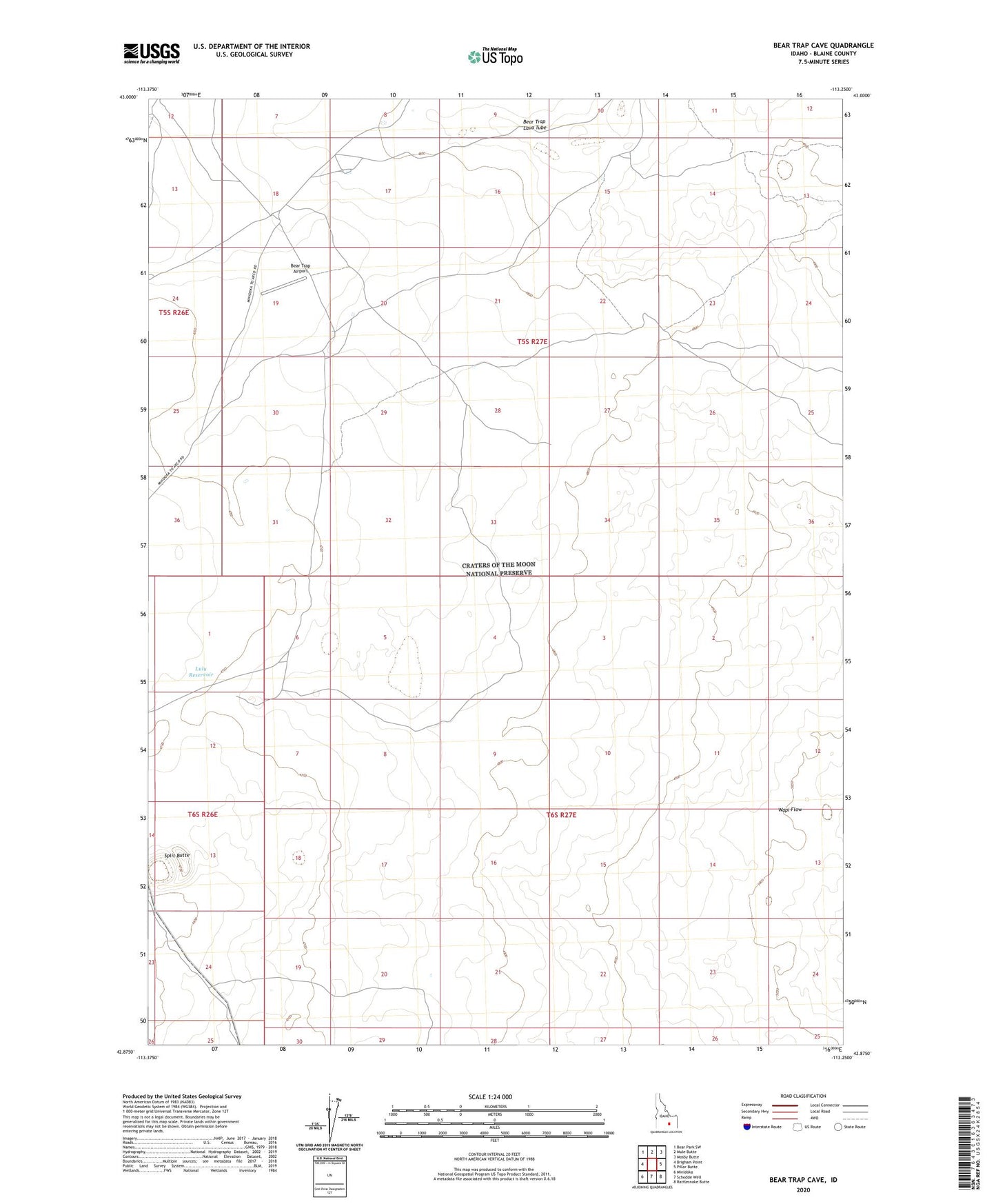 Bear Trap Cave Idaho US Topo Map Image