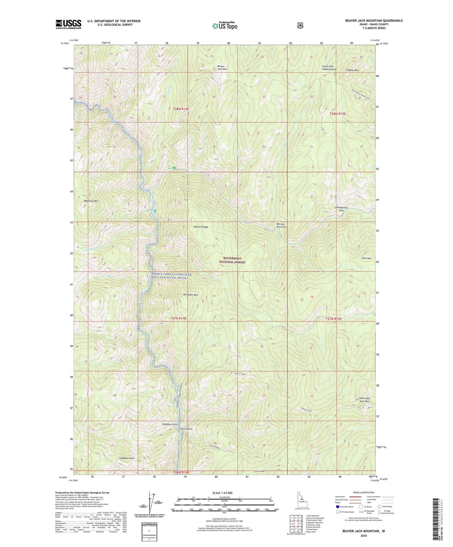Beaver Jack Mountain Idaho US Topo Map Image