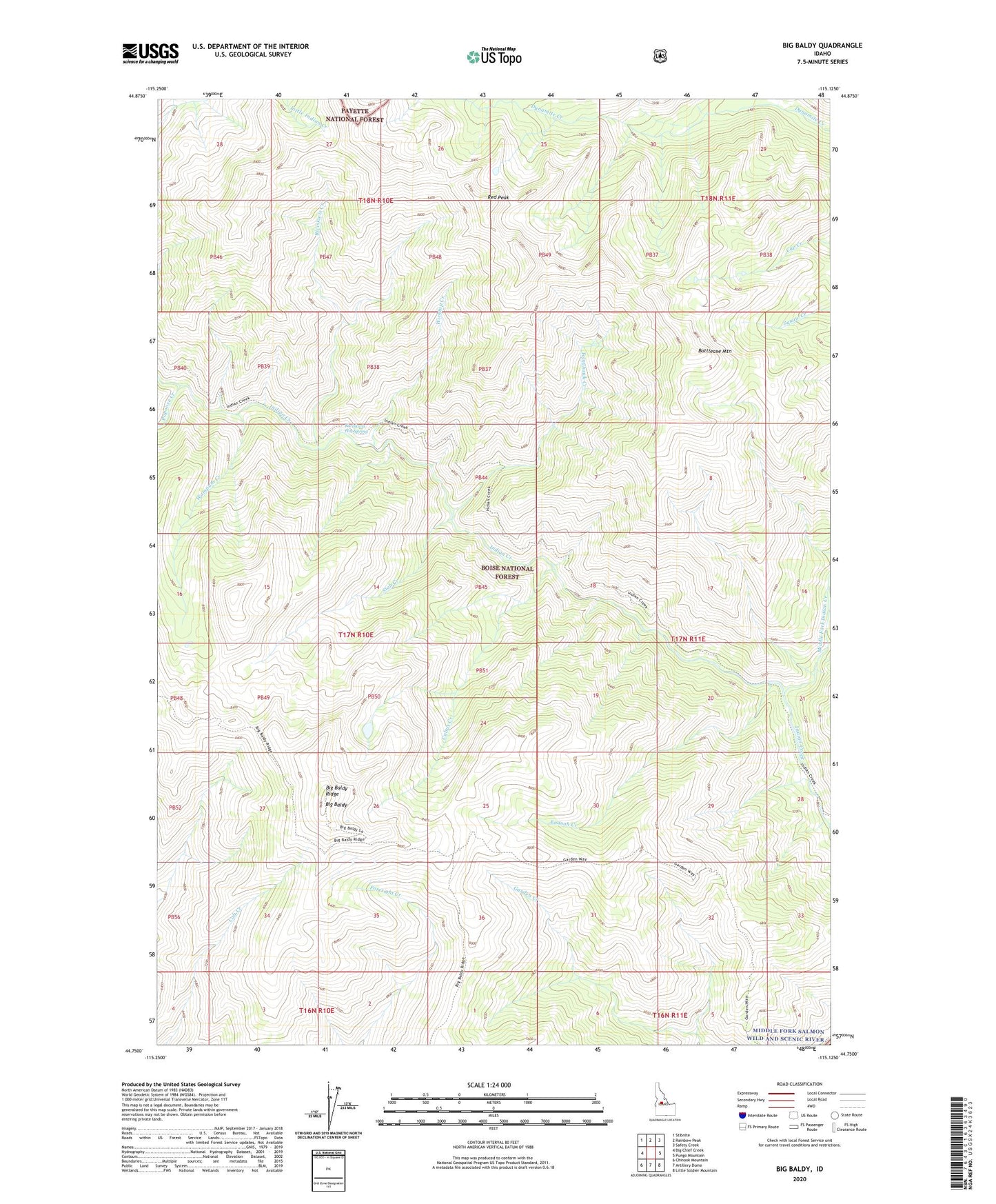Big Baldy Idaho US Topo Map Image
