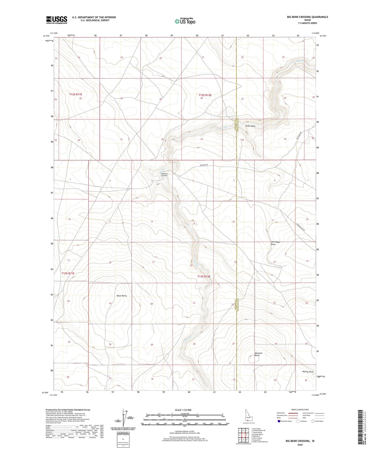 Big Bend Crossing Idaho US Topo Map Image