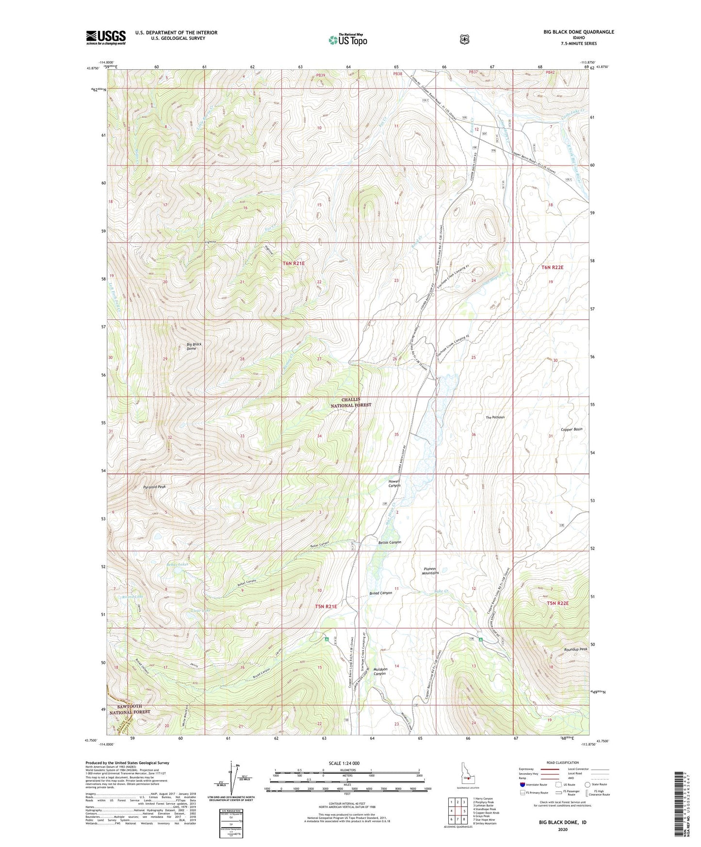 Big Black Dome Idaho US Topo Map Image