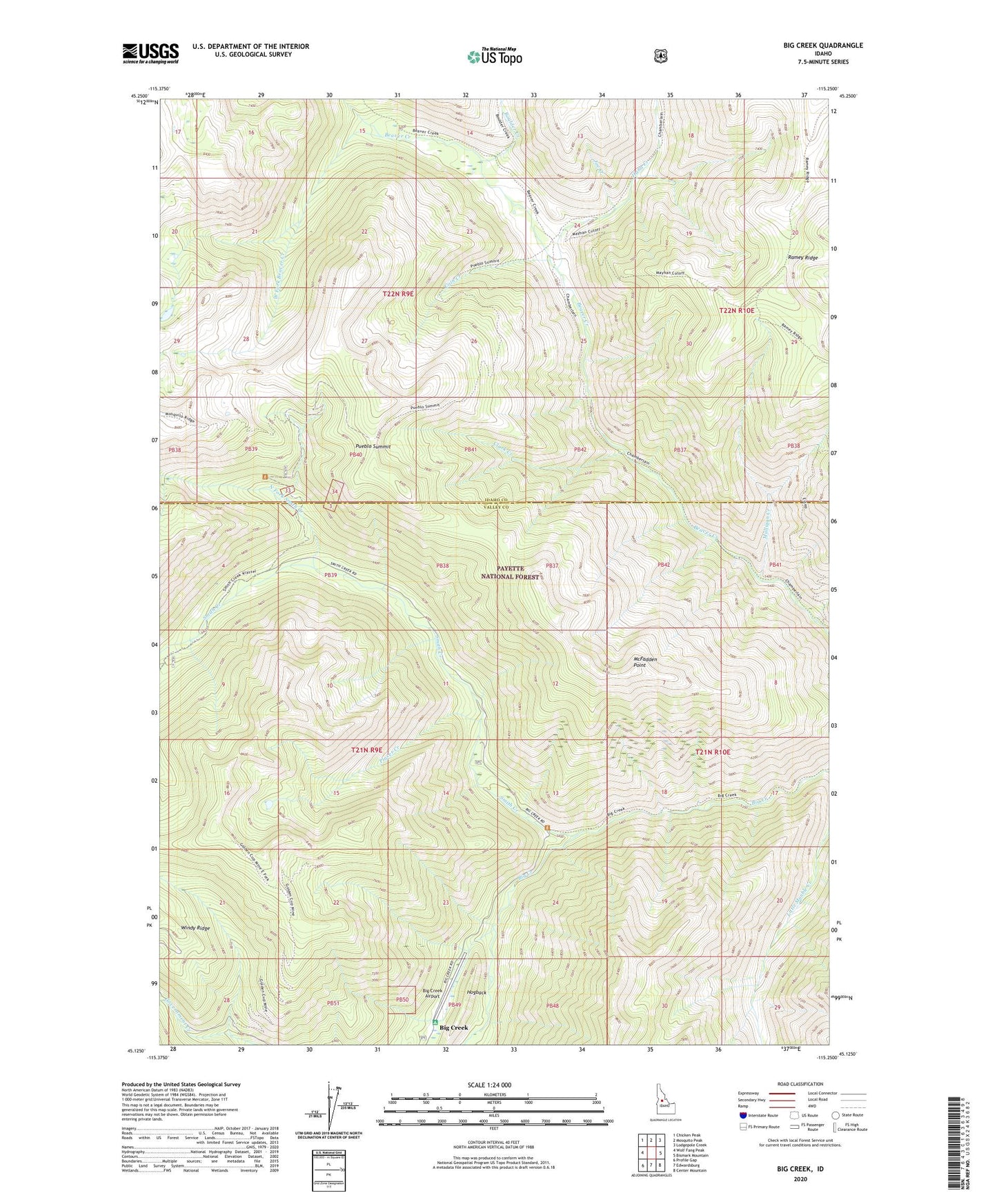 Big Creek Idaho US Topo Map Image