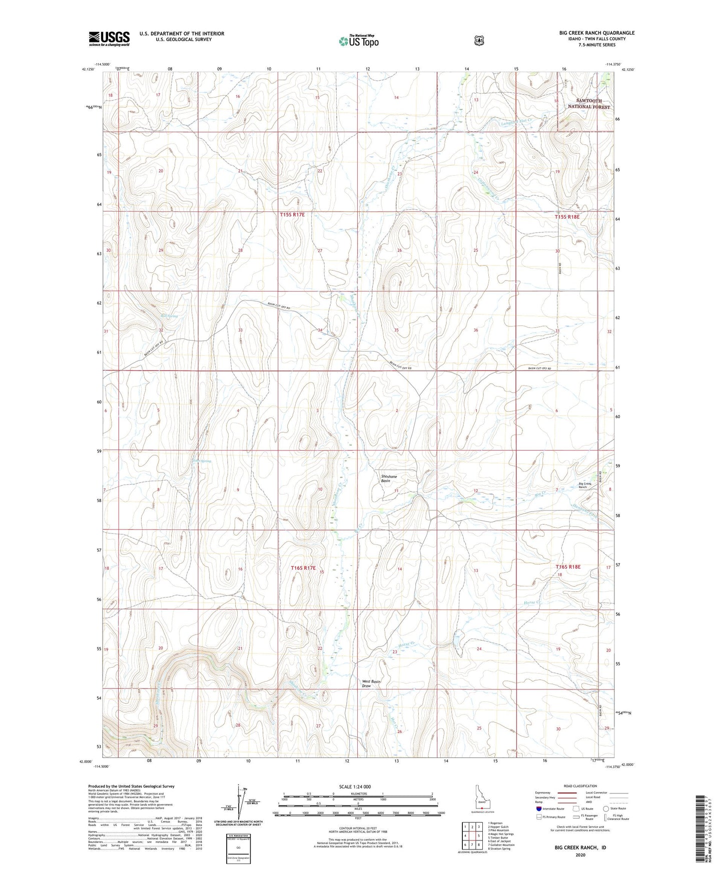 Big Creek Ranch Idaho US Topo Map Image