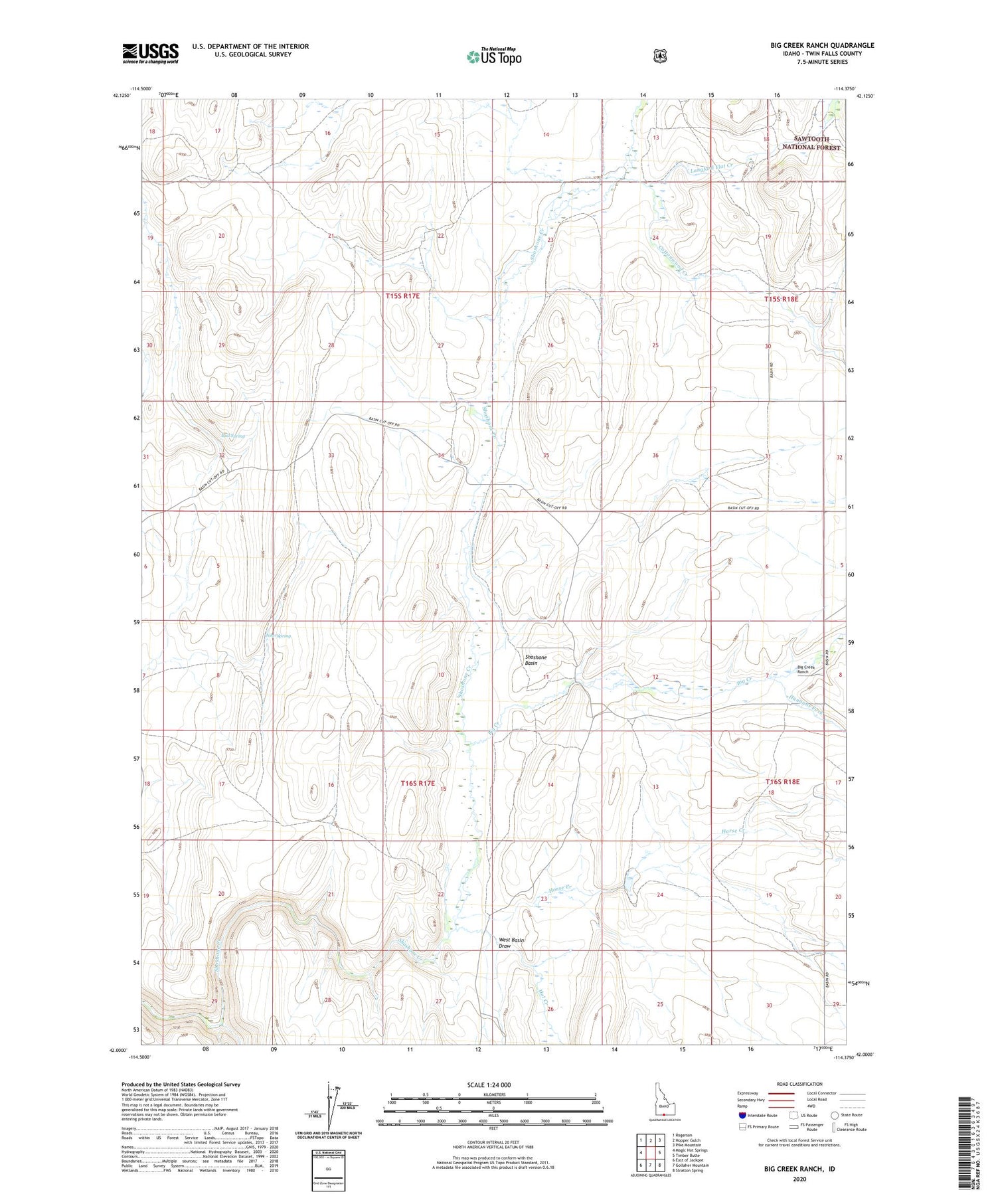 Big Creek Ranch Idaho US Topo Map Image