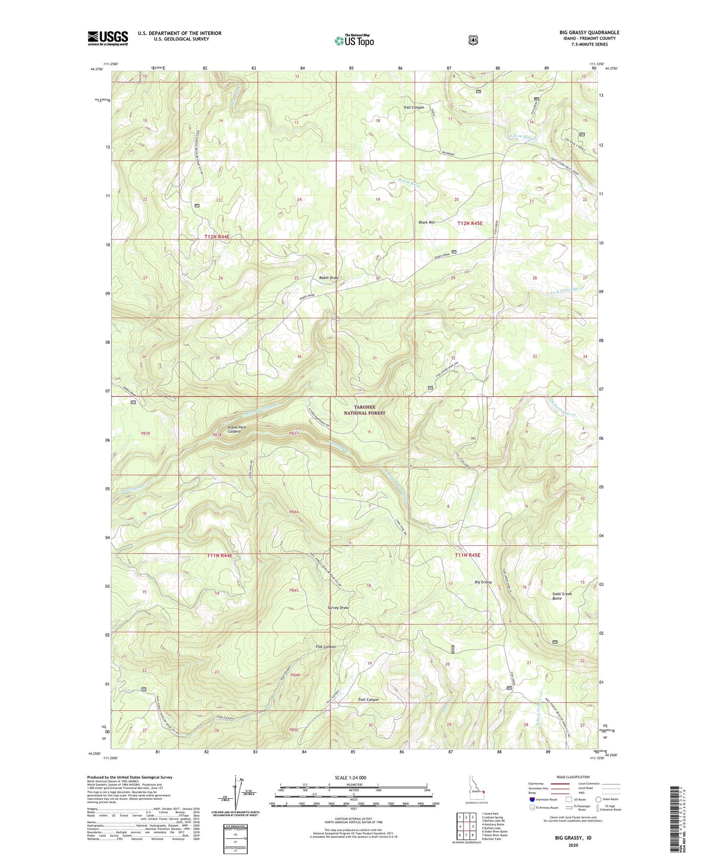 Big Grassy Idaho US Topo Map Image