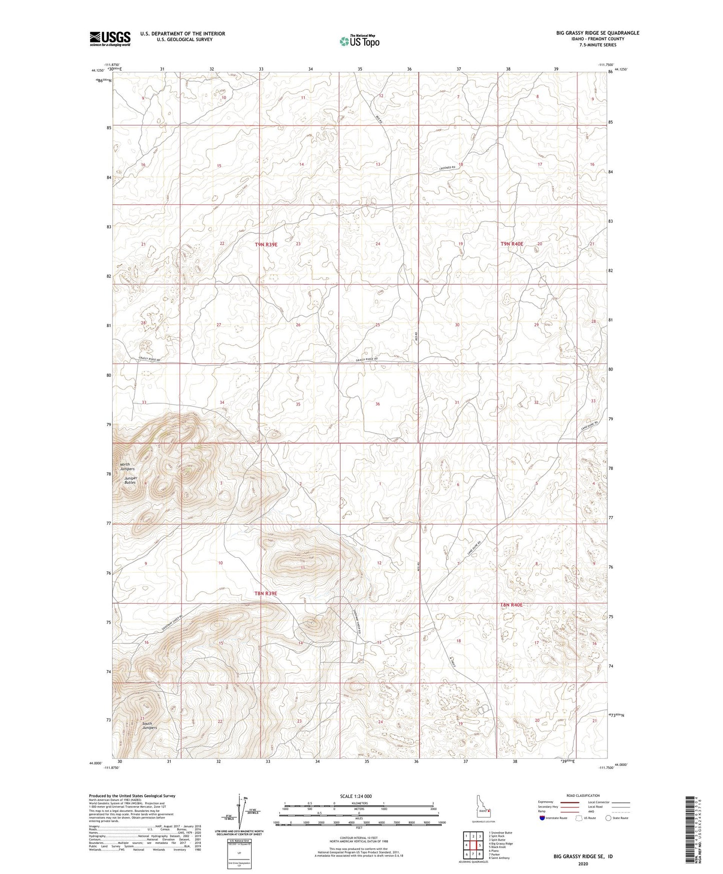 Big Grassy Ridge SE Idaho US Topo Map Image