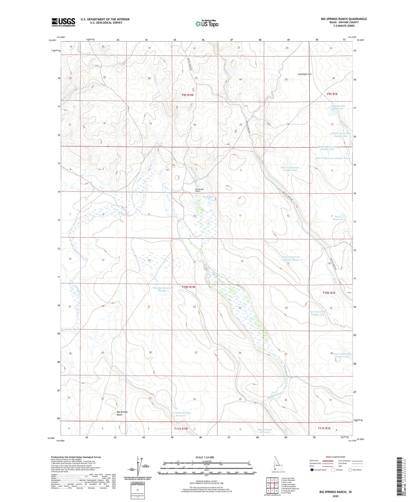 Big Springs Ranch Idaho US Topo Map Image