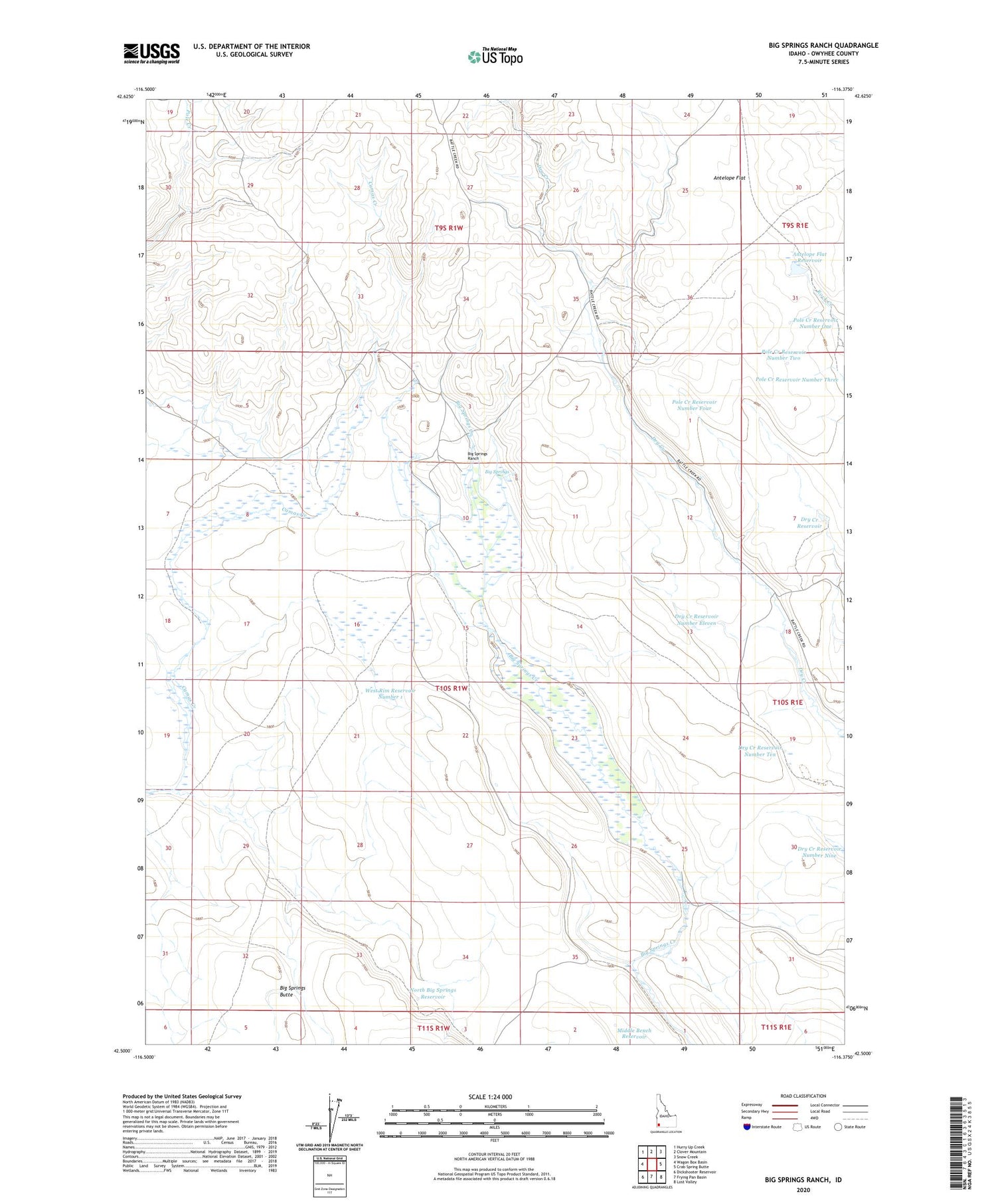 Big Springs Ranch Idaho US Topo Map Image